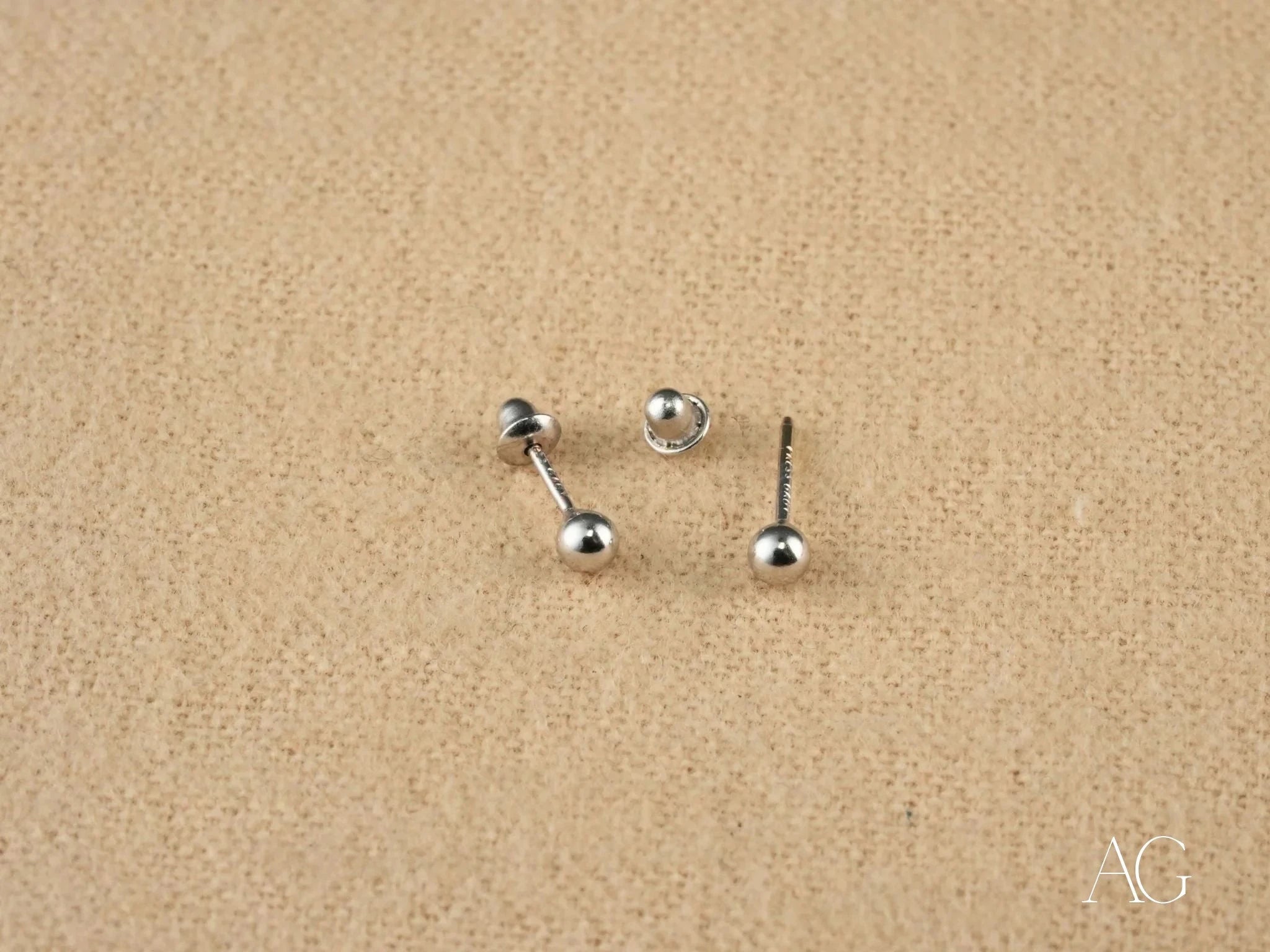 18K White Gold 3mm Ball Stud Earrings for Kids - Hypoallergenic, Classic & Durable Jewelry - Perfect for Birthdays, First Piercing & Special Occasions