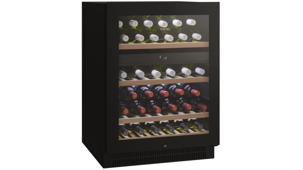 Vintec 50-Bottle Wine Cooler Refrigerator - VWD050SBB X Black, Dual Zone Temperature Control for Red & White Wines - Perfect for Home Bars, Restaurants, and Wine Cellars