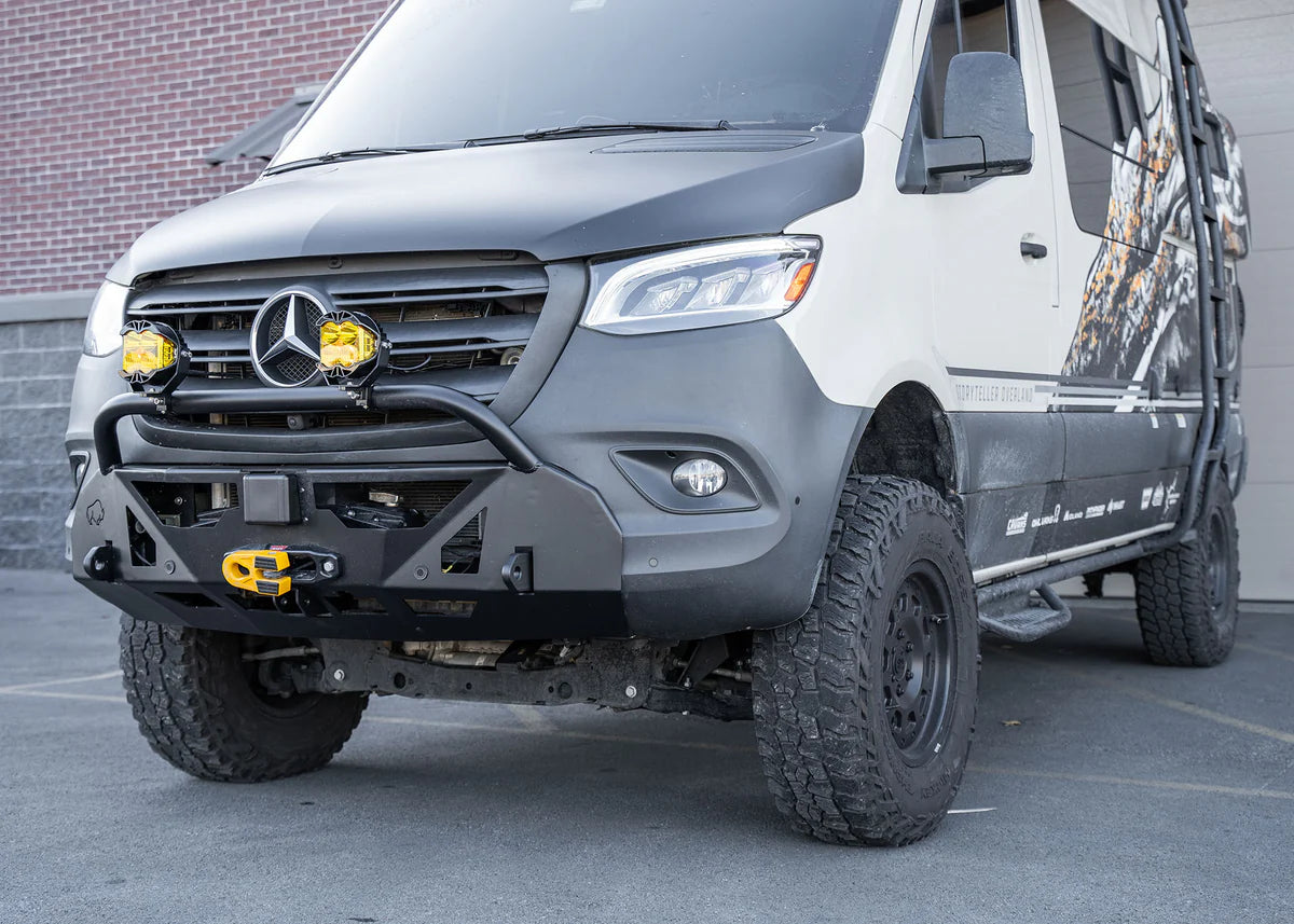 ROAMBUILT Low Profile Front Bumper for 2019-2024 Mercedes Sprinter Van | Heavy Duty Protection & Off-Road Style | Perfect for Van Conversions & Adventure Vehicles