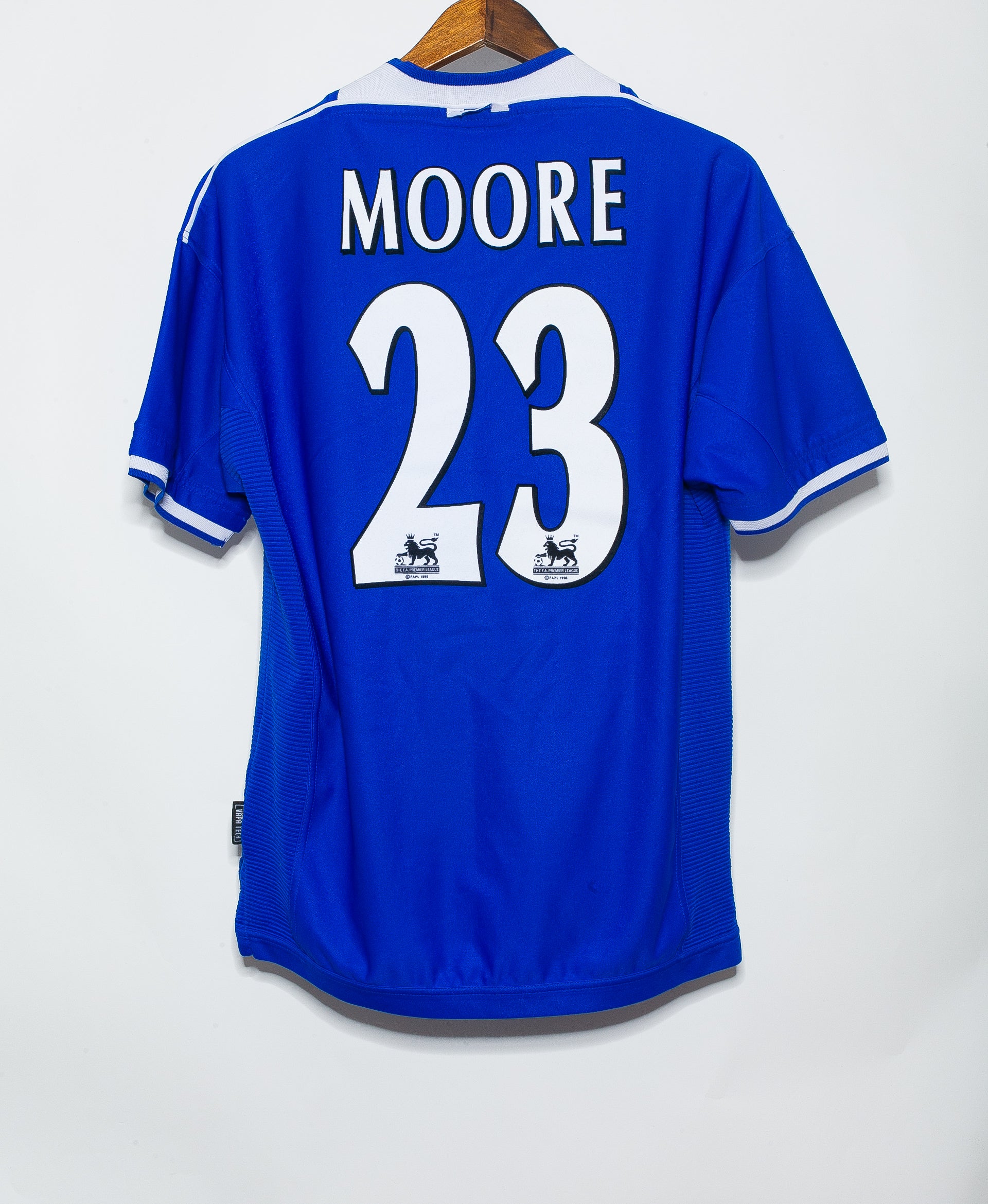 Authentic 1999 Everton FC Home Jersey #23 Joe Max Moore (Size L) - Vintage Soccer Shirt for Fans, Collectors & Retro Sports Enthusiasts | Perfect for Match Days, Gifts & Memorabilia Display