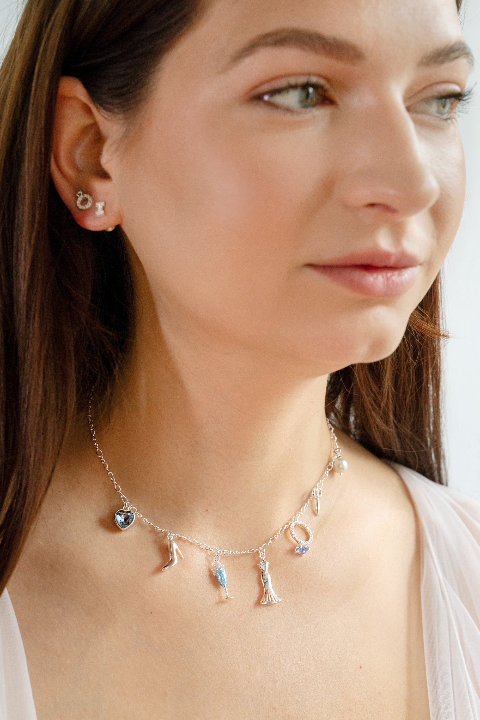 Elegant Bridal Multi-Charm Necklace for Women - Perfect for Weddings, Anniversaries & Special Occasions
