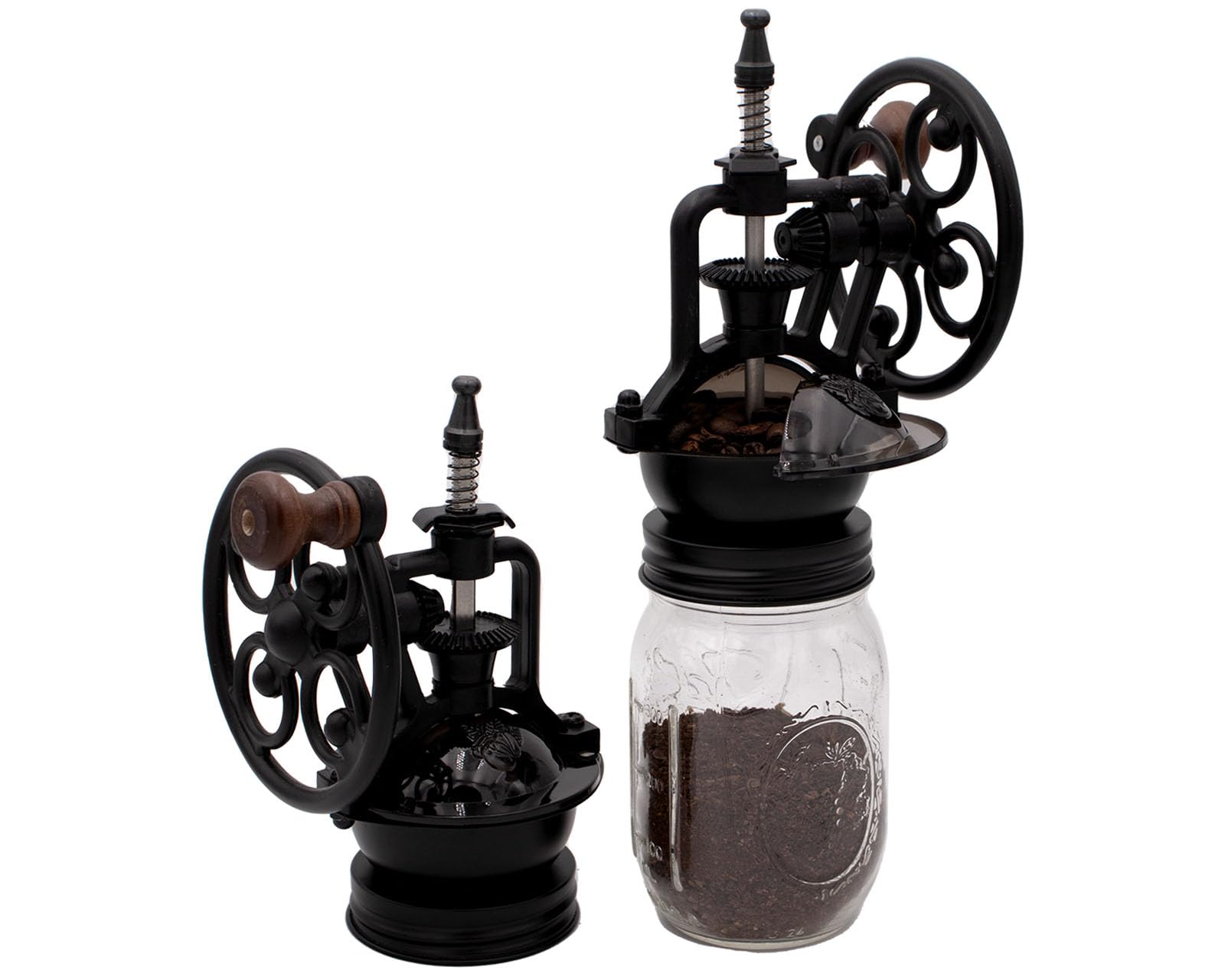 Vintage Style Manual Coffee Grinder - Adjustable Ceramic Burr Mill for Regular Mouth Mason Jars - Perfect for Home Brewing, Camping & Gifts