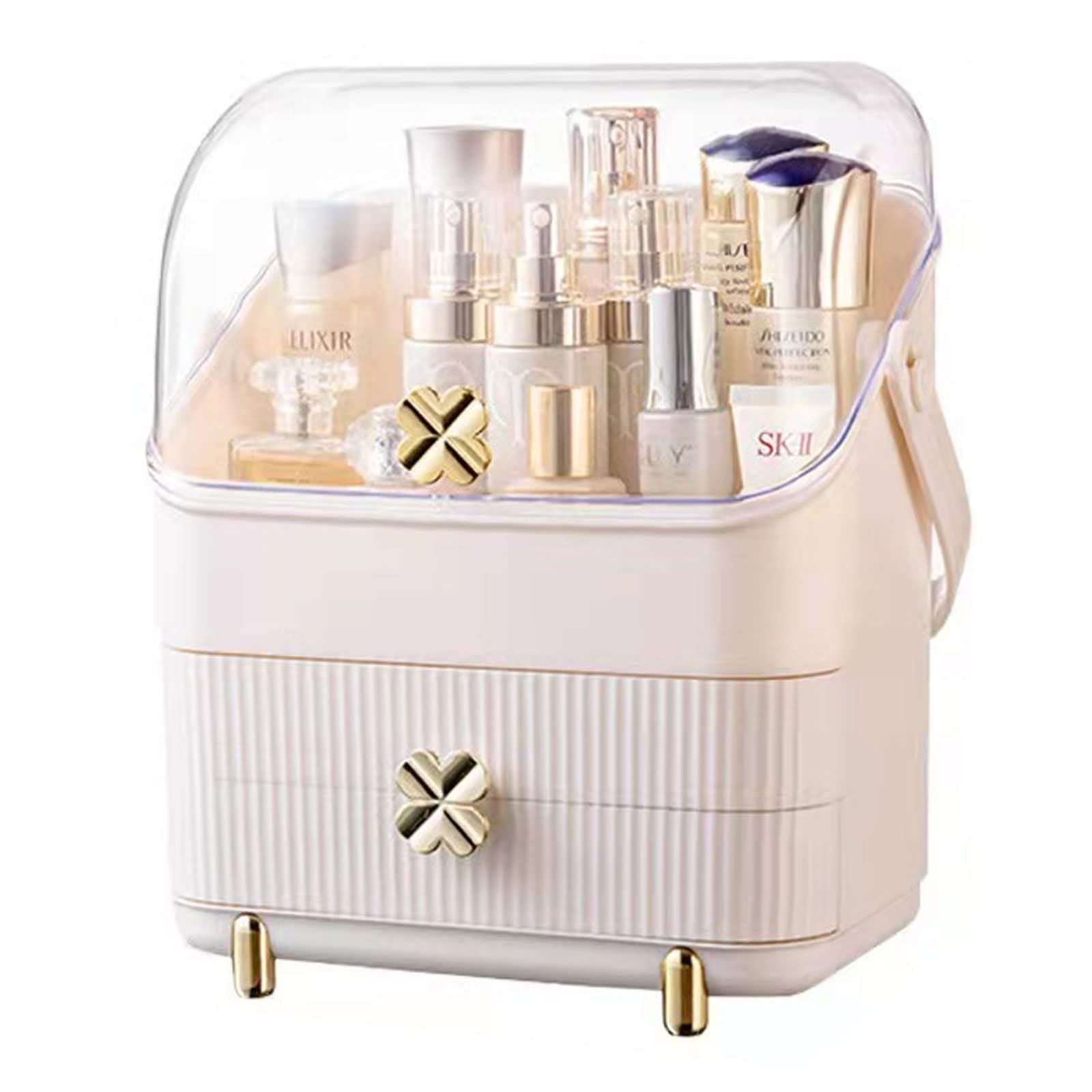 Silkynice Clear Portable Makeup Organizer Box - Travel Cosmetic Storage Case for Dresser, Bathroom Countertop & Vanity | Perfect for Home, Travel & Salon Use