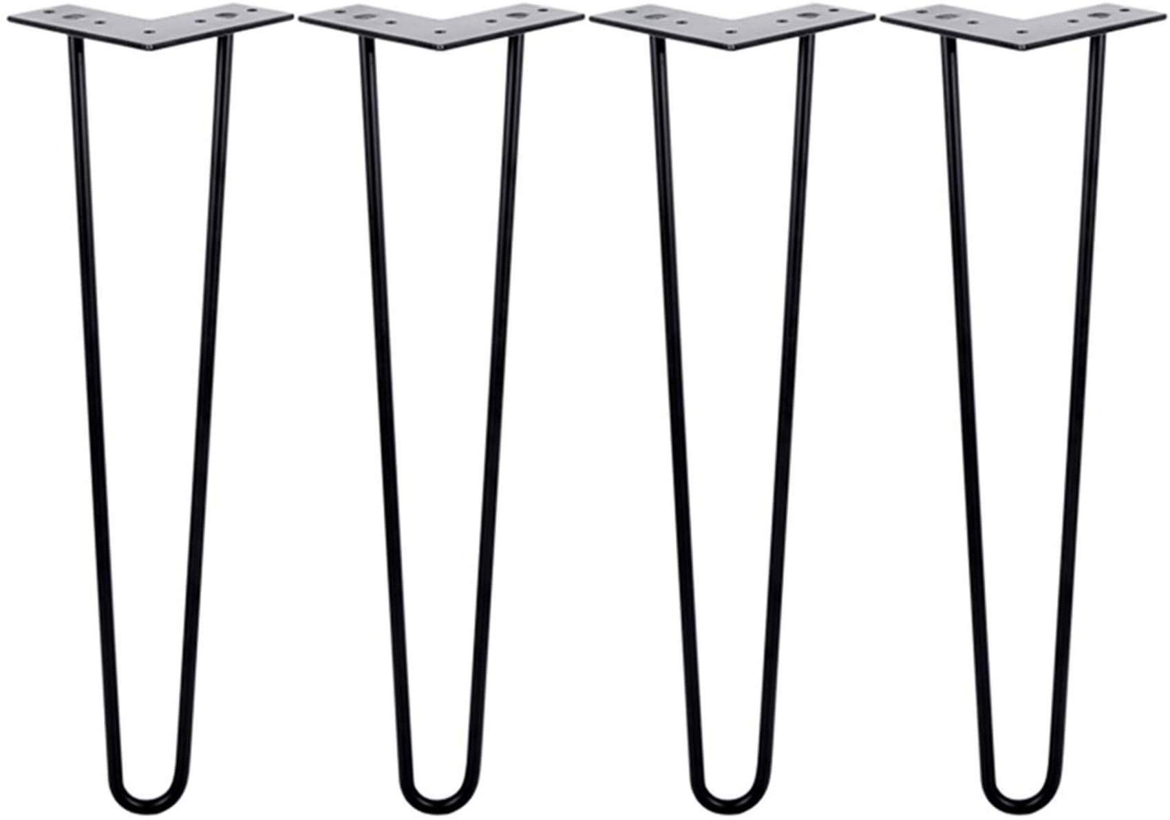 4Pcs Heavy Duty Hairpin Table Legs - DIY Furniture Metal Legs with Screws & Protector Feet (6-34 Inch, 2/3 Rods, Black) - Perfect for Coffee Tables, Desks, Benches & DIY Projects