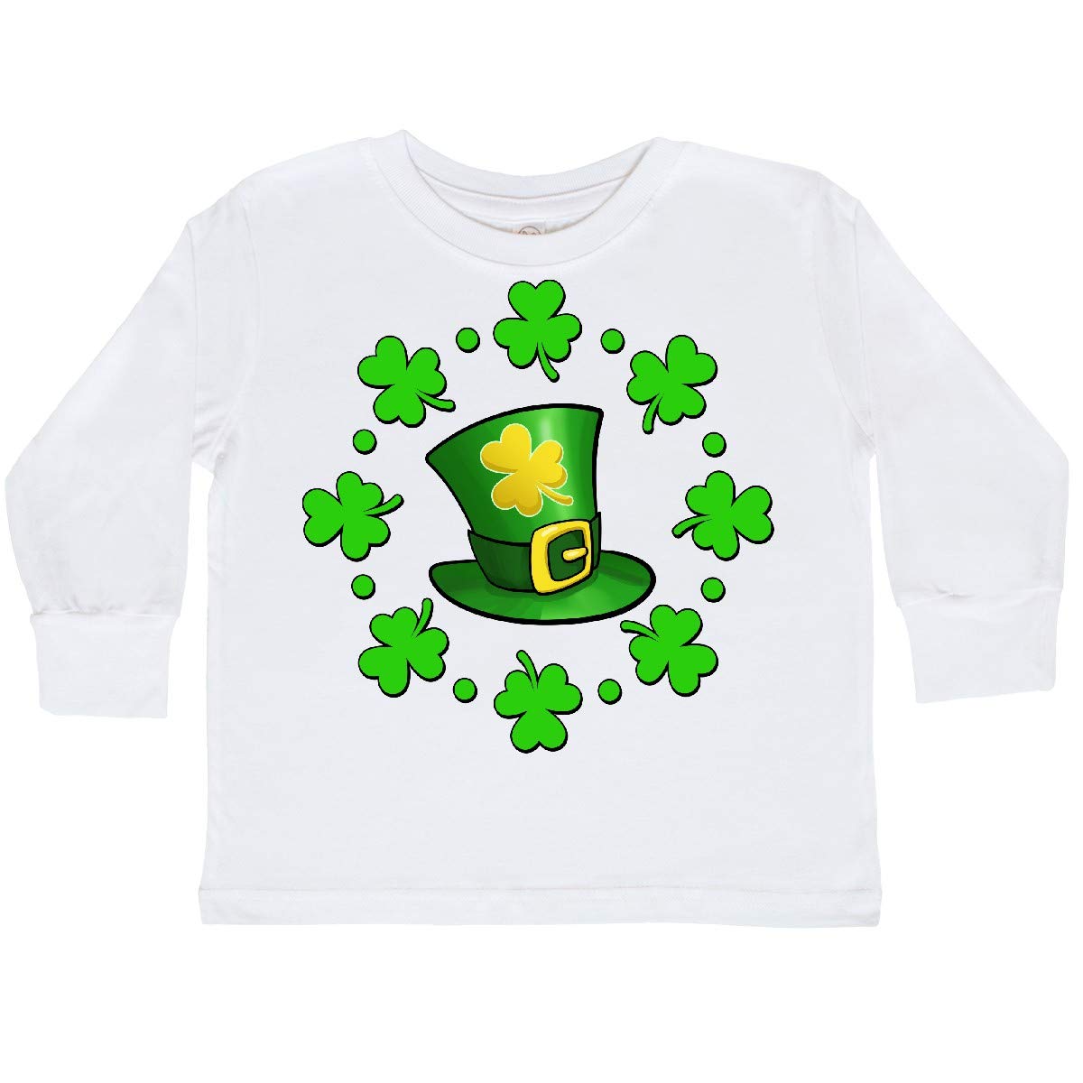 Inktastic St. Patrick's Day Shamrocks and Hat Toddler Long Sleeve T-Shirt - Cute Irish-Themed Outfit for Boys & Girls - Perfect for St. Paddy's Day Celebrations, Parades & Family Photos