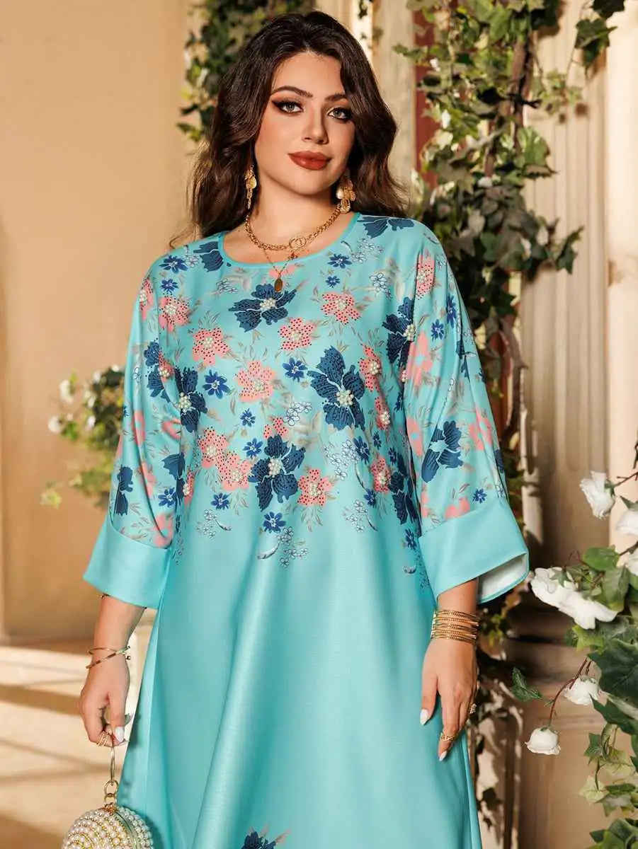 Hotfix Rhinestone Eid Caftan Dress for Women - Elegant Embellished Kaftan for Special Occasions, Parties & Festivals