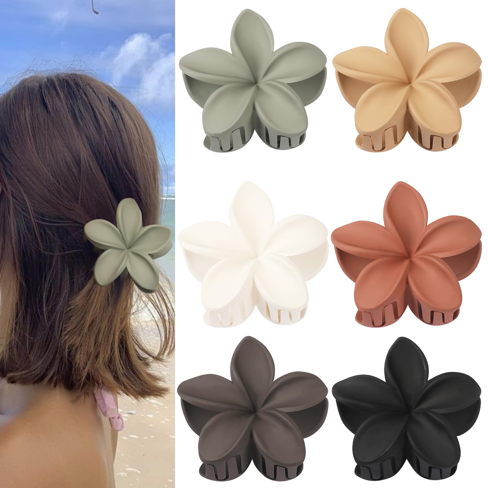 6Pcs Large Flower Hair Clips for Women - Beach & Summer Styling