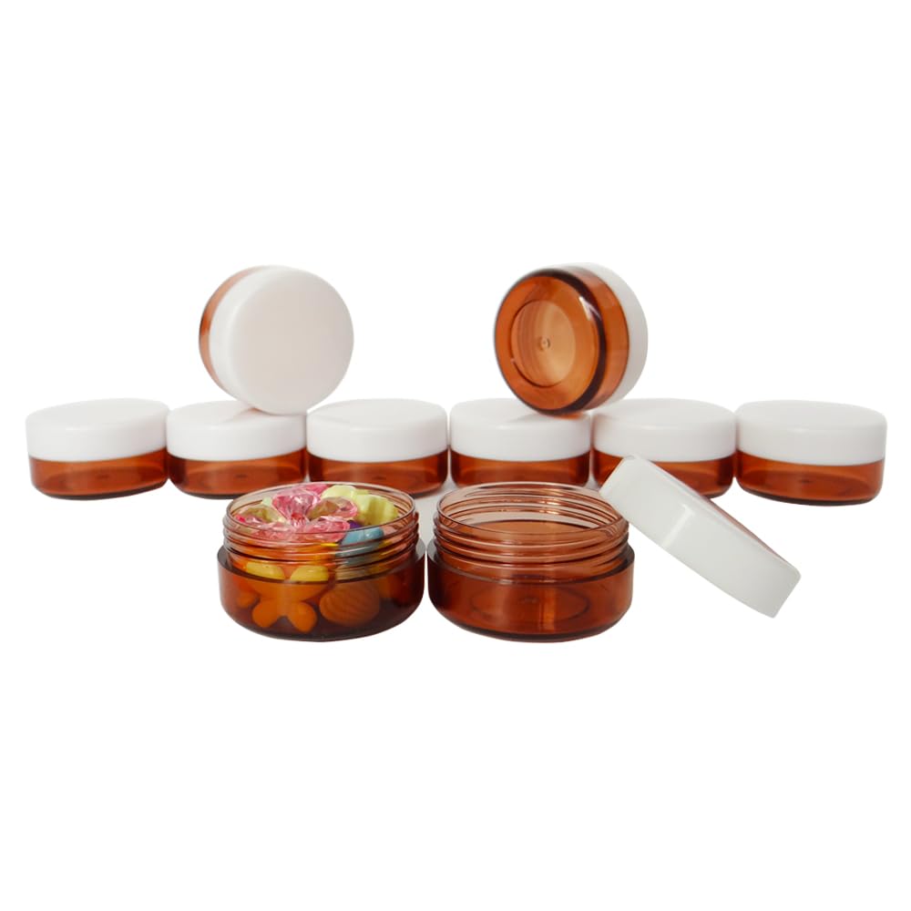 30-Pack 10g Round Plastic Jars with White Lids - Cosmetic Sample Containers, Travel Storage Jars for Eyeshadow, Lip Gloss, Creams & Skincare Essentials | Perfect for Makeup Organization & Travel Kits