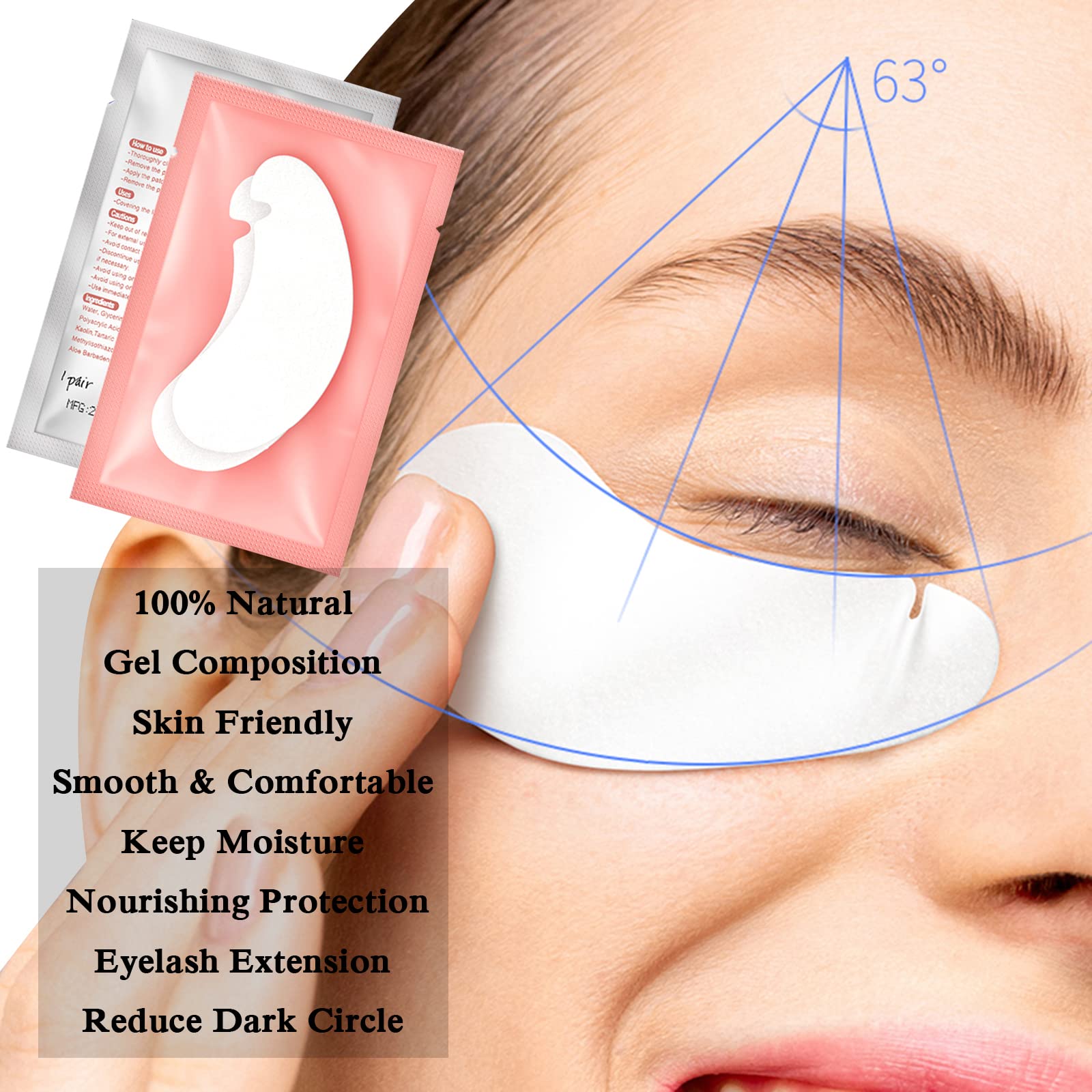 60 Pairs Pink Lint-Free Under Eye Gel Pads for Eyelash Extensions - Hypoallergenic Eye Patches with Tweezer for Lash Technicians | Perfect for Salon, Spa & Home Lash Application
