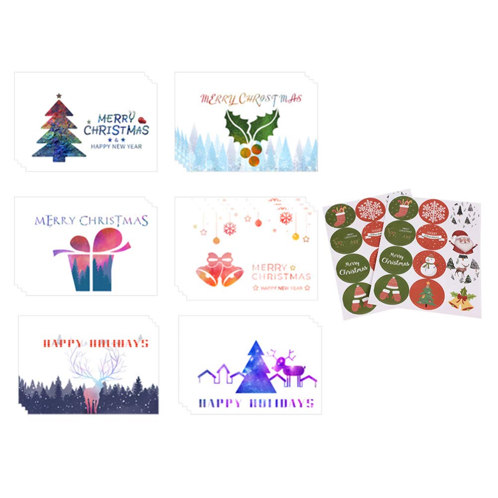 NUOBESTY 24Pcs Christmas Greeting Cards with Envelopes - Holiday Blessing Cards for Xmas Gifts, Party Favors & Home Decor | Bulk Pack of 24 Festive Paper Cards with Stickers