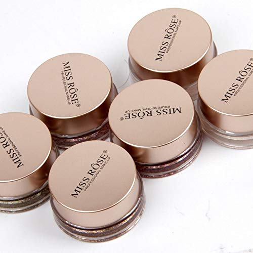 Miss Rose Sparkling Loose Shimmer Multicolor Eyeshadow Glitter Powder Pigment - Rose White (7001-38MT) | Long-Lasting Eye Makeup for Parties, Halloween & Special Occasions