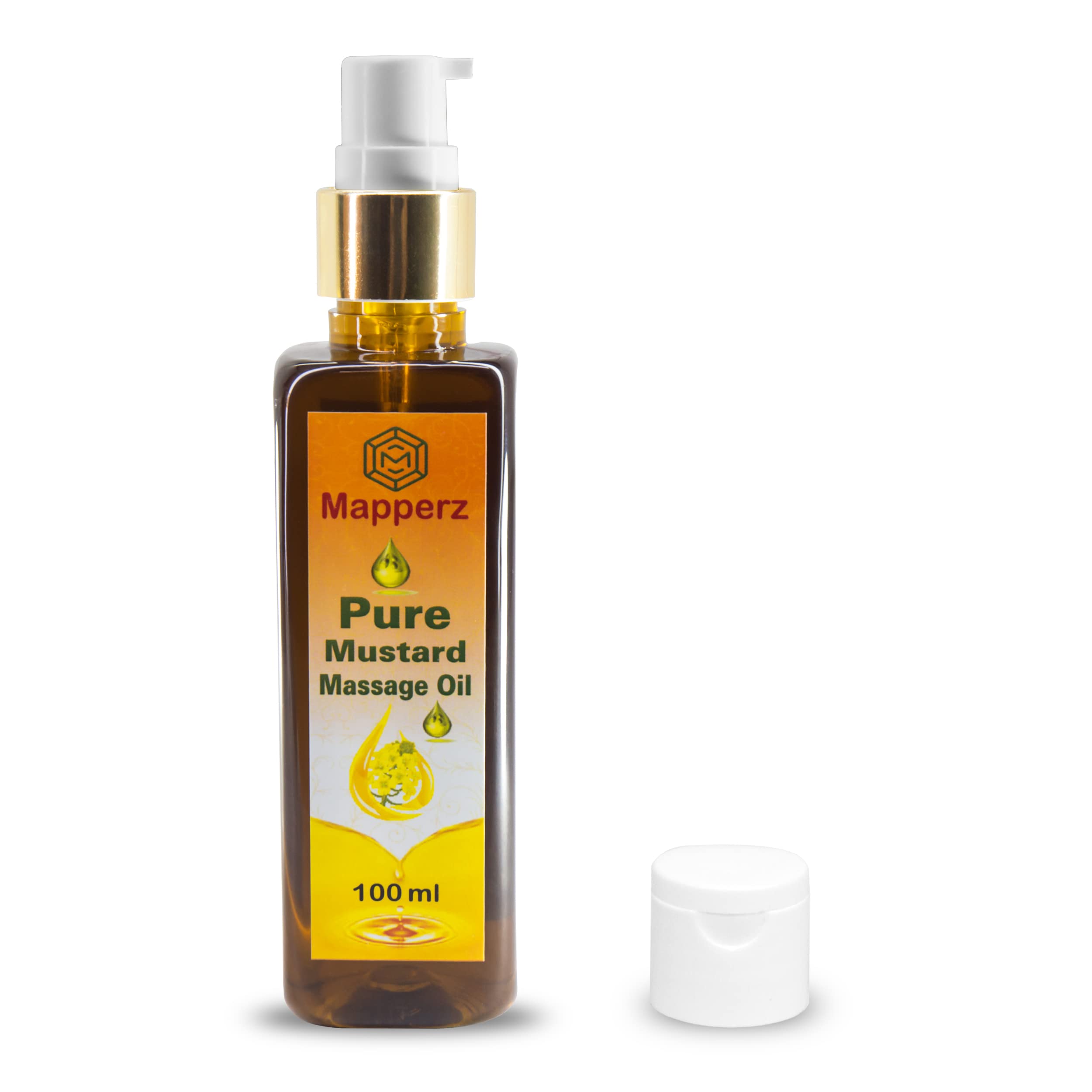Organic Cold Pressed Mustard Oil - 100% Pure Extra Virgin Kachi Ghani Brown Mustard Oil for Skin & Body Massage | Natural, Chemical-Free Moisturizing Massage Oil for All Skin Types | 100ml | Perfect for Relaxation, Aromatherapy & DIY Beauty Treatments