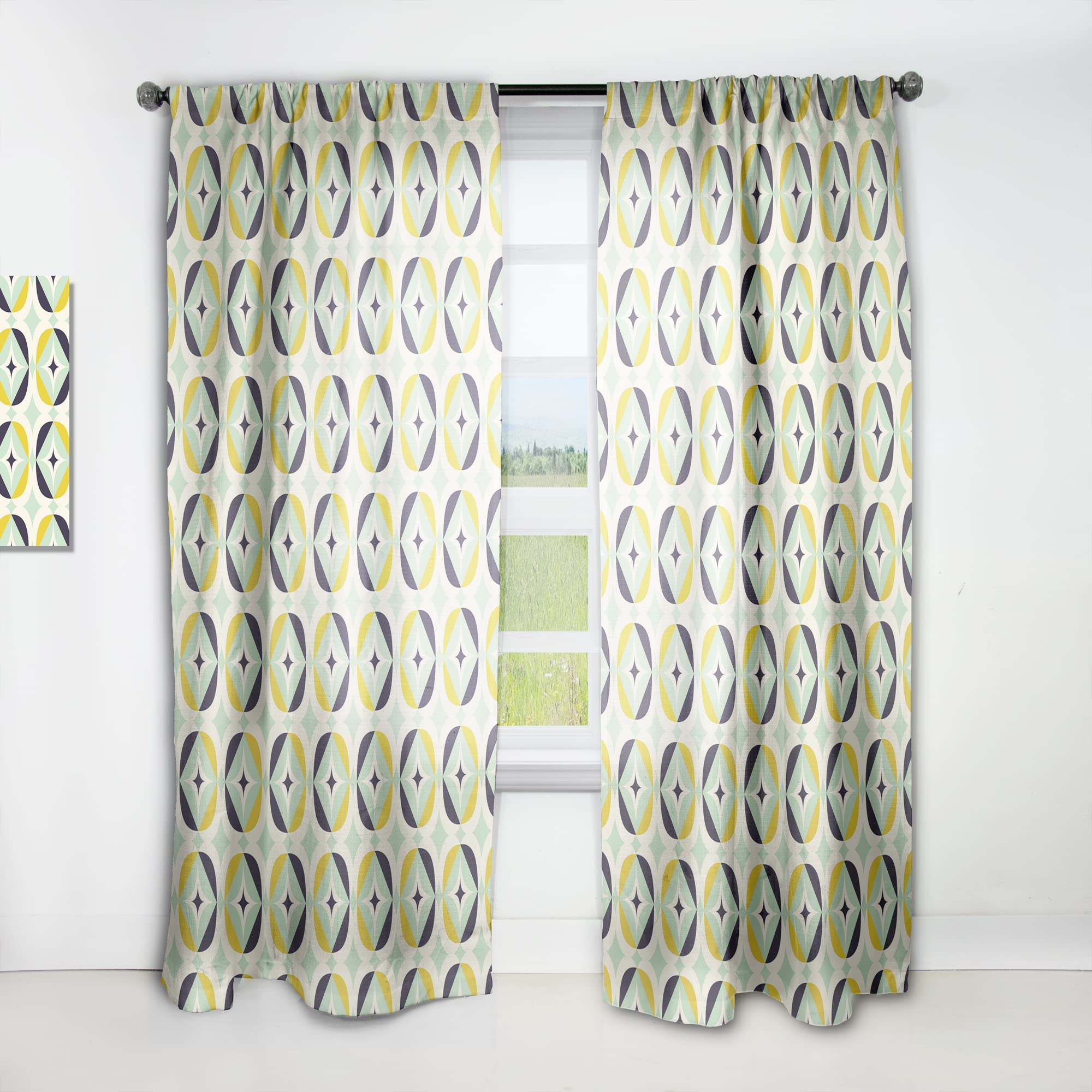 DesignQ Diamond Retro V Thermal Insulated Curtains - Single Panel 52x90 Inches - Blackout Drapes for Bedroom & Living Room - Perfect for Home Decor, Privacy & Temperature Control