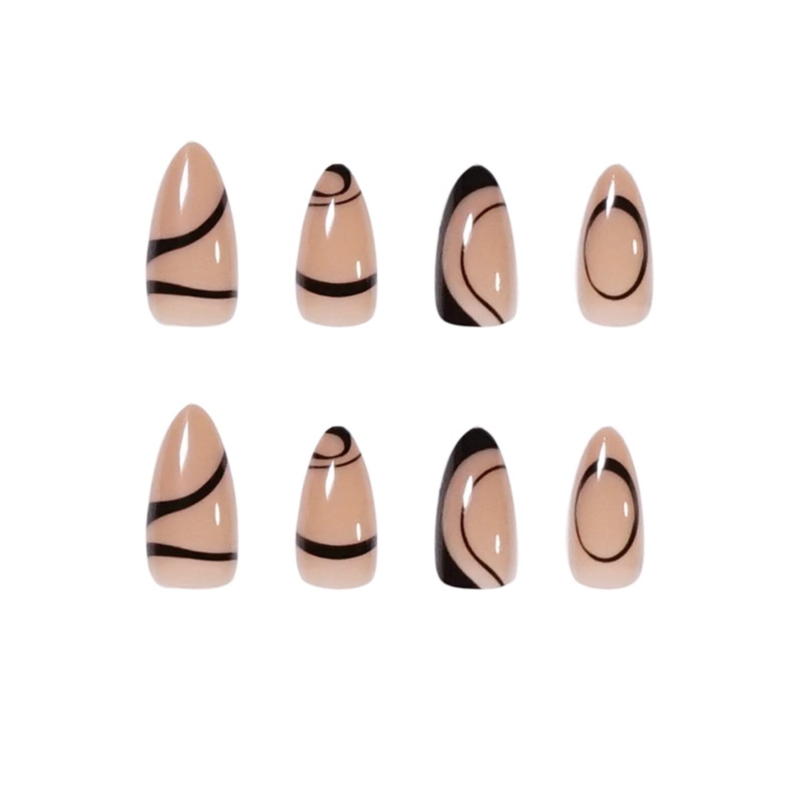 24-Piece Set Stiletto Long Fake Nails - Punk Snake Pattern Black & White Matte Artificial Nails Tips for Manicure | Full Cover Nail Extensions | Perfect for Halloween, Gothic Parties, and Punk Fashion Looks