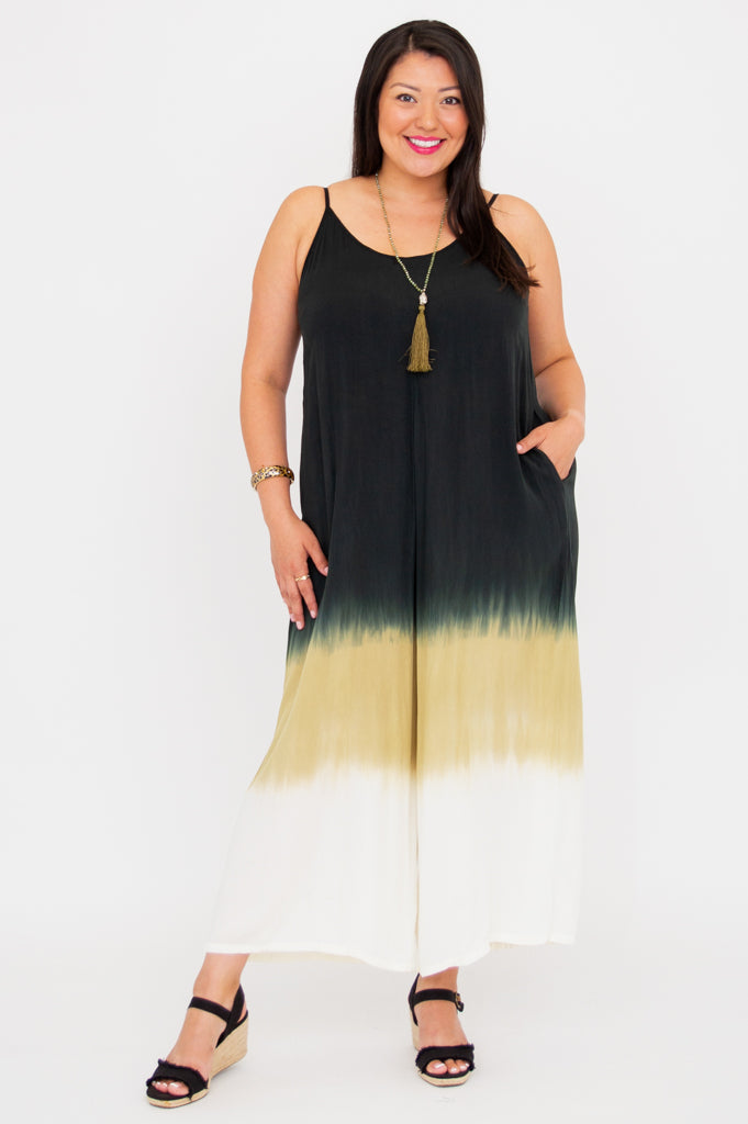 Ender Jumpsuit for Women - Black Dip Dye Stylish Romper | Trendy One Piece Outfit for Casual Wear, Night Out & Street Fashion