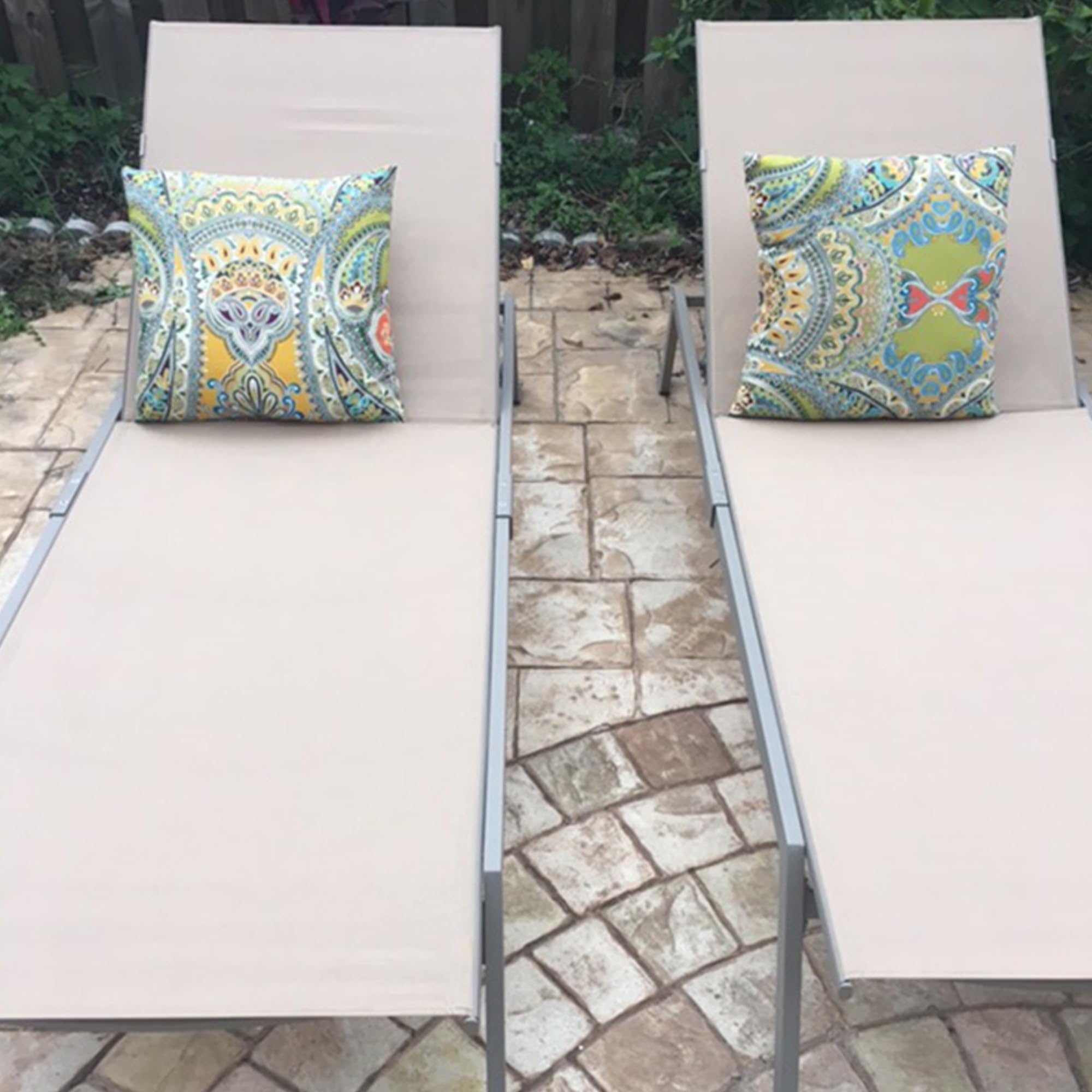 Premium Heavy Duty European Style Outdoor Chaise Lounge Chairs with Wheels - 6 Pack Tan Patio Furniture for Poolside, Garden, Deck & Backyard Relaxation | Durable Weather-Resistant Design for Sunbathing & Lounging