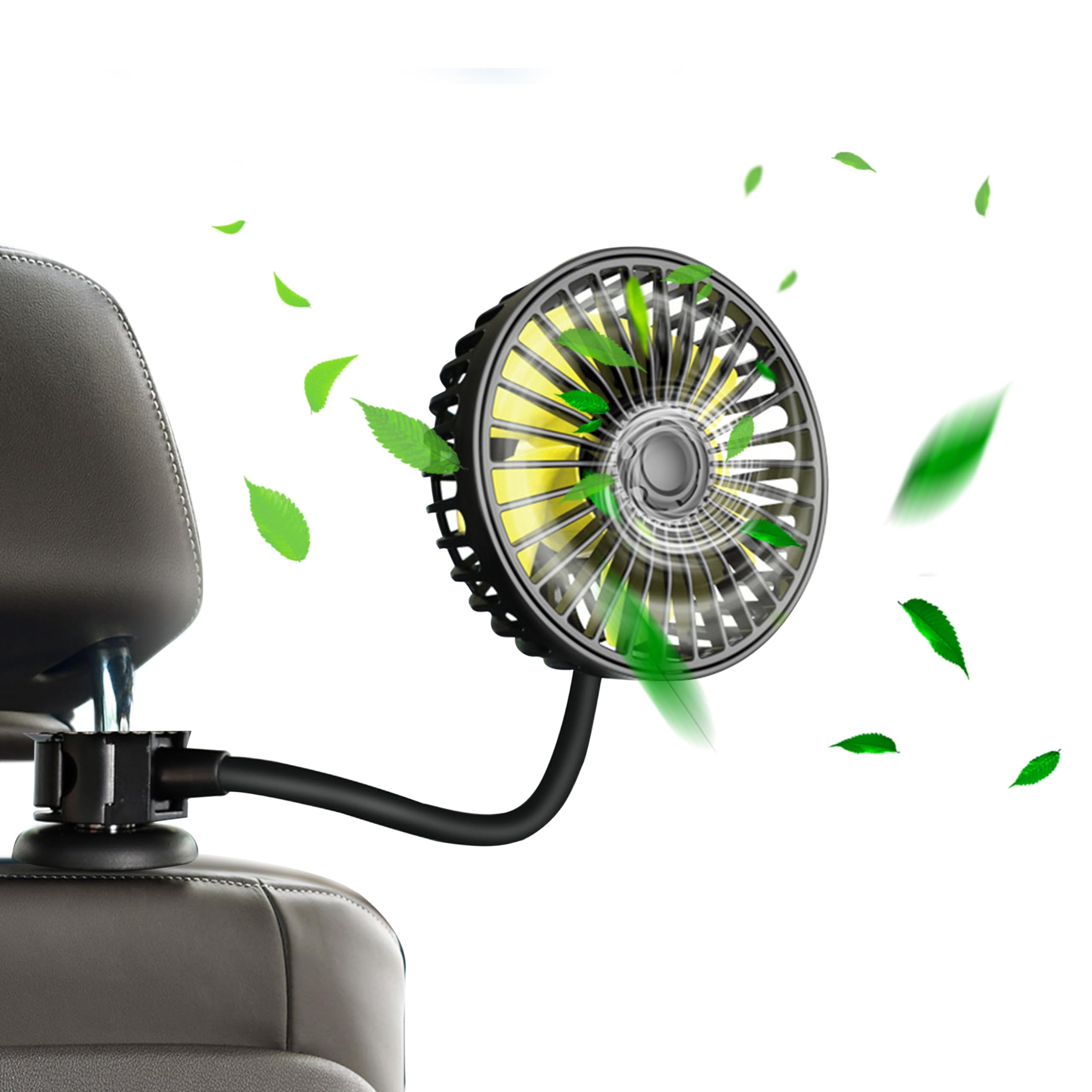 Qidoe USB Car Fan - 360° Rotatable Portable Cooling Fan for Rear Seat Passengers with 3 Speed Settings | Perfect for Cars, SUVs, RVs, ATVs, Boats & Trucks | Stay Cool During Road Trips & Summer Commutes
