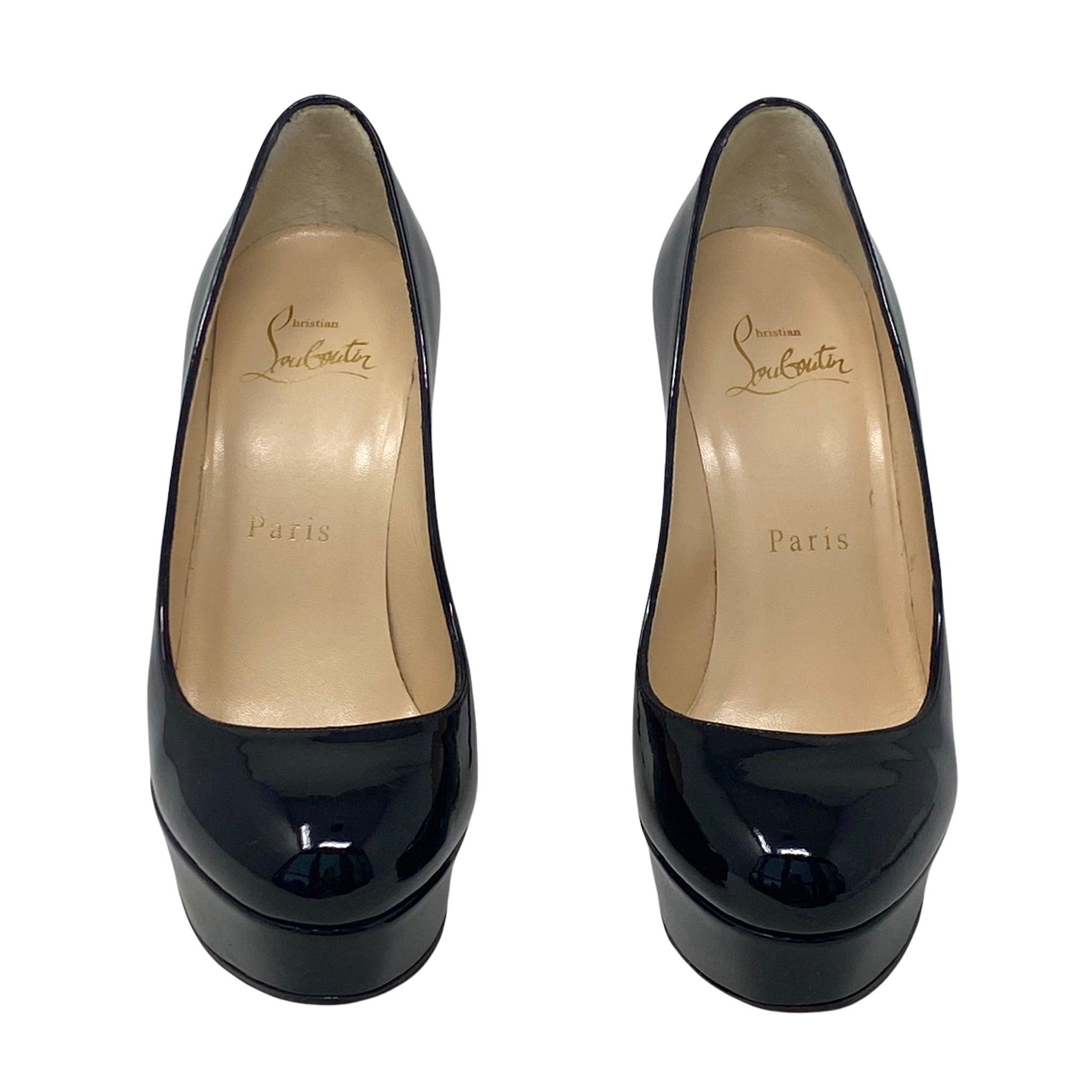 Christian Louboutin Black Patent Leather Bianca Pumps Size 34.5 - Elegant High Heels for Women, Perfect for Evening Parties, Weddings & Special Occasions
