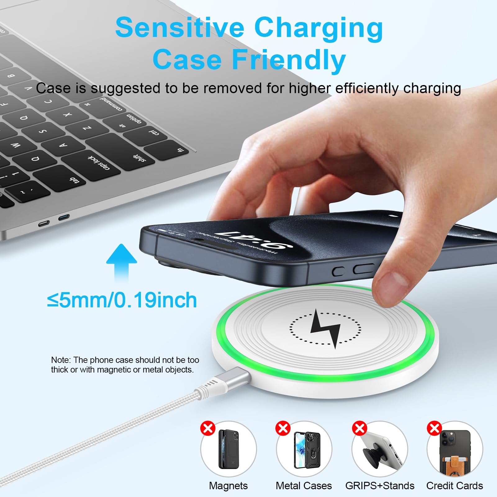 15W Fast Qi Wireless Charging Stand for iPhone 16/16 Pro/16 Pro Max/15/14/13 & Galaxy S25/S24/S23/S22 - Universal Phone Charger for Bedside, Office & Car Use