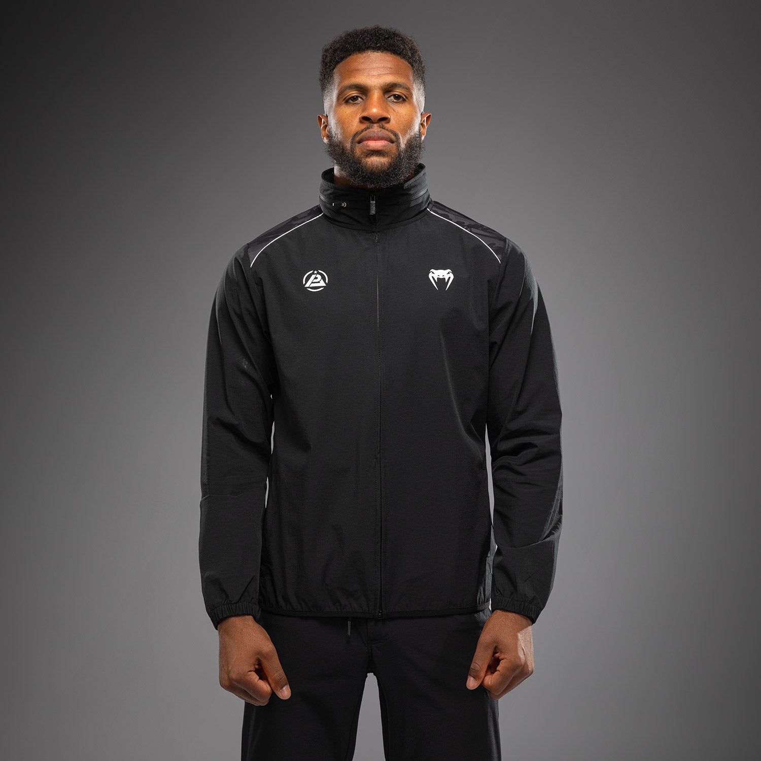 Venum x Polaris Track Jacket - Black/Storm Grey - Lightweight Training & Running Jacket for Men - Perfect for Gym, Jogging & Outdoor Sports