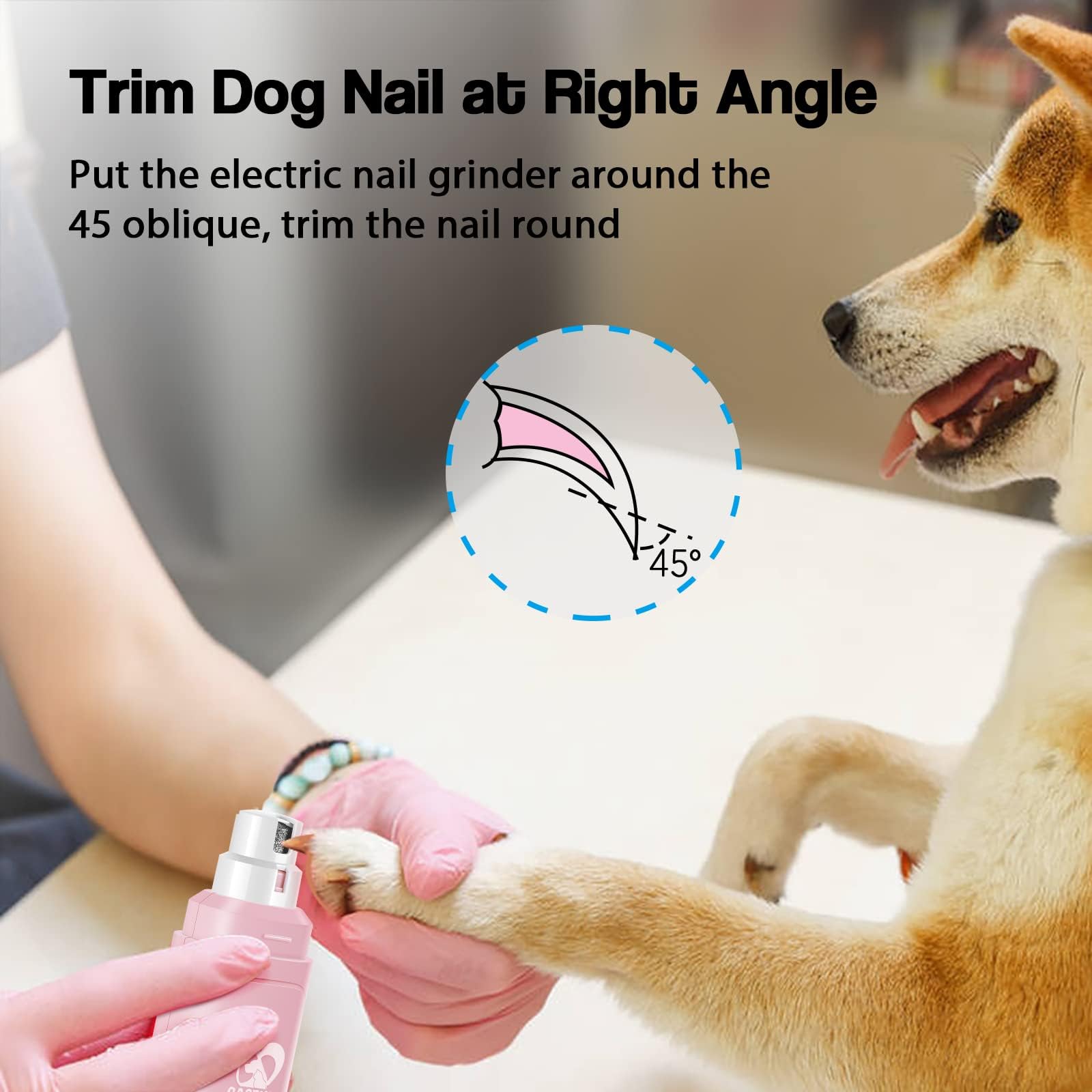 Casfuy Upgraded Dog Nail Grinder - Professional 2-Speed Electric Pet Nail Trimmer, Rechargeable & Painless for Small to Large Dogs & Cats | Safe Paws Grooming & Smoothing Tool for Home Pet Care