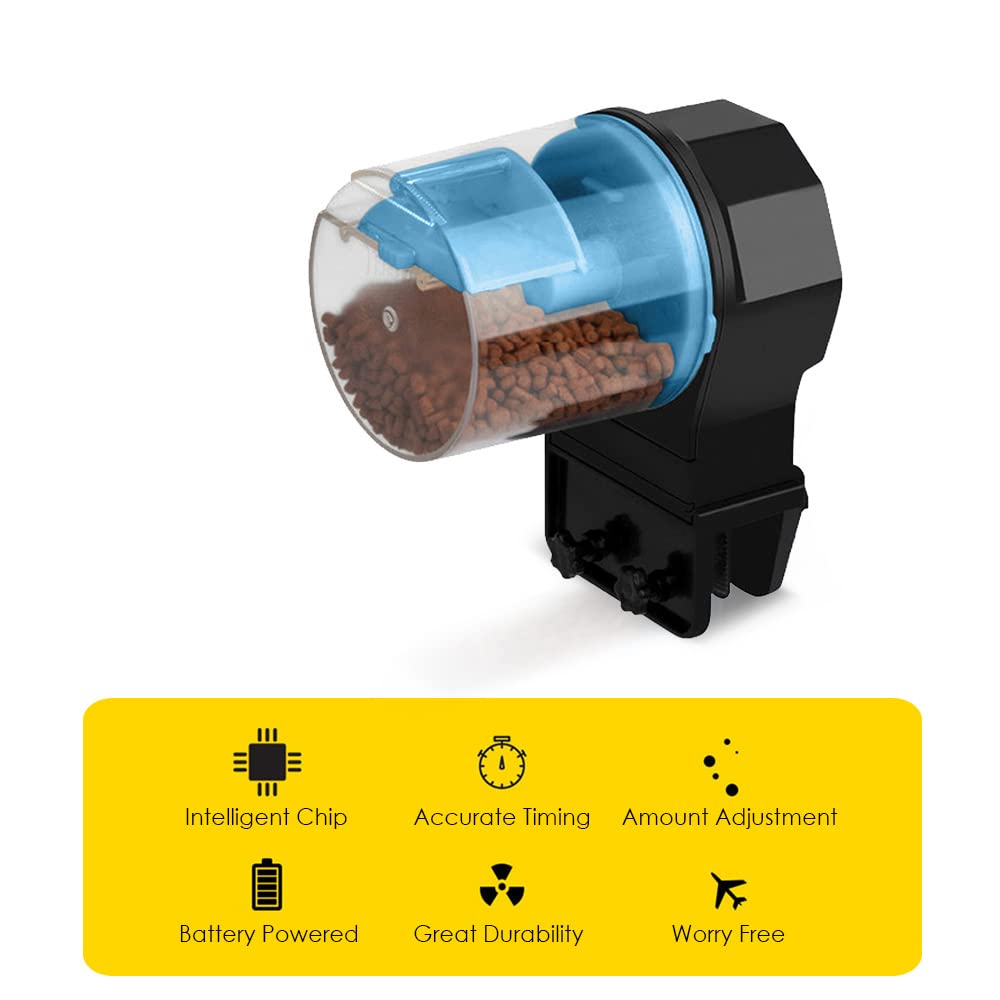 Automatic Fish Feeder for Aquarium - Adjustable Timer & Electric Fish Food Dispenser - Manual/Automatic Feeding for Freshwater & Saltwater Tanks - Perfect for Vacation & Daily Fish Care