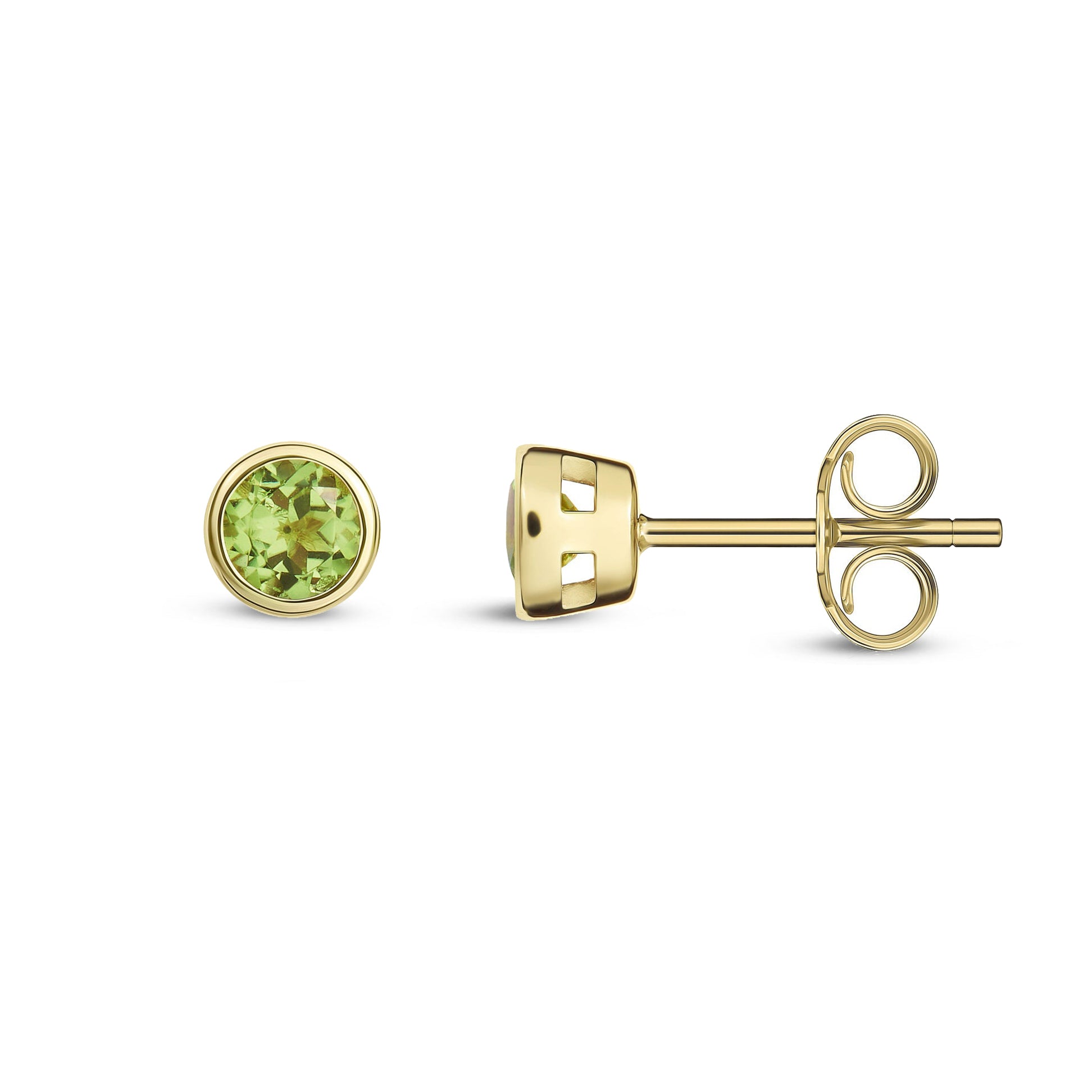 9ct Yellow Gold Peridot 3mm Round Stud Earrings - Dainty Gemstone Jewelry for Women, Perfect for Everyday Wear & Special Occasions