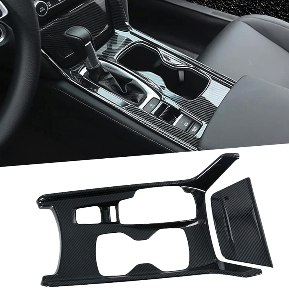 2PCS ABS Carbon Fiber Style Gear Shift Panel & Cup Holder Cover - Interior Trim Accessories for 2018-2022 Honda Accord (10th Gen) | Not Fit Hybrid Models | Car Interior Upgrade & Protection