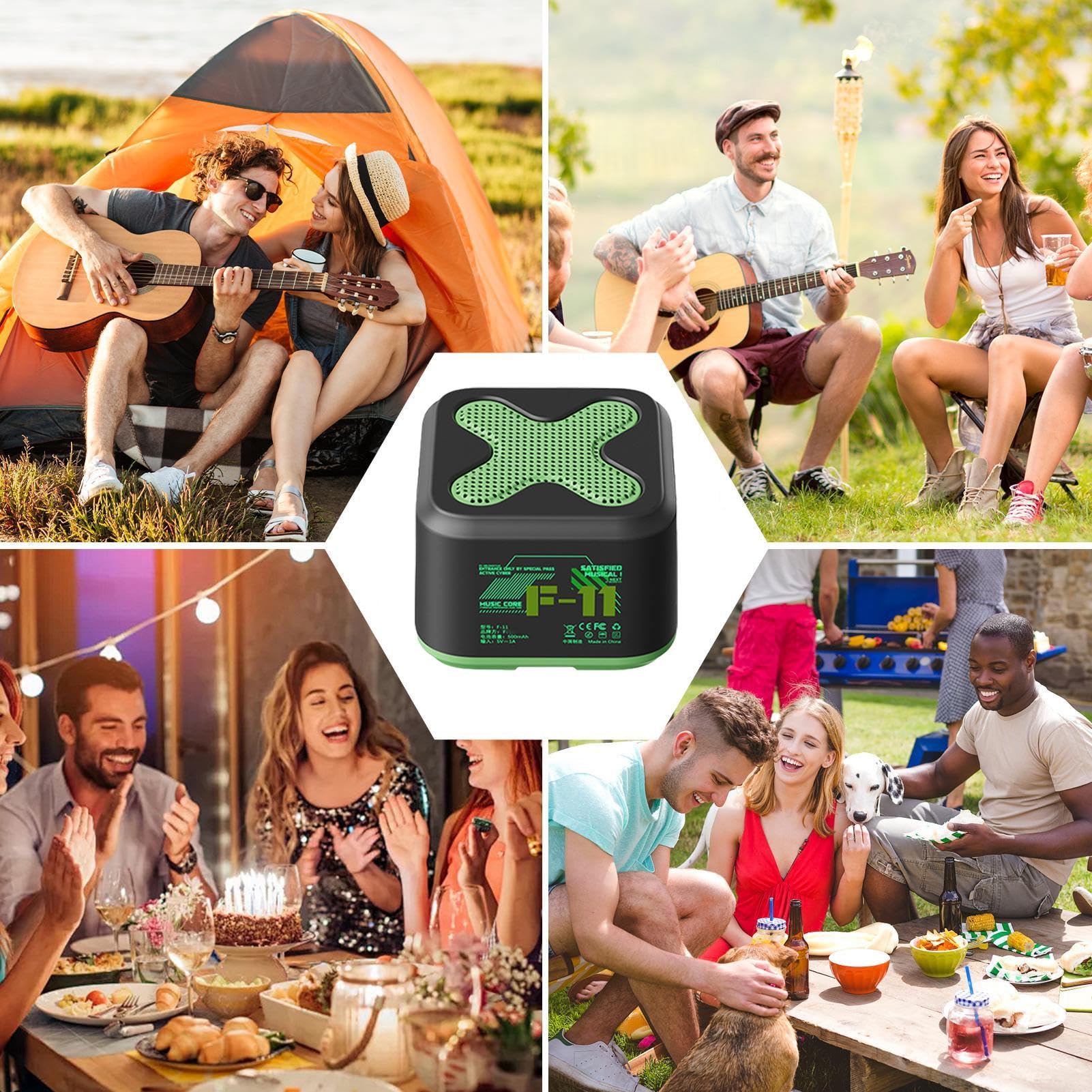 Wectirc Smart Speaker - Portable Wireless Bluetooth Speaker with Subwoofer, FM Radio, Loud Volume for Beach, Shower, Camping, Outdoor, Party & Home Use