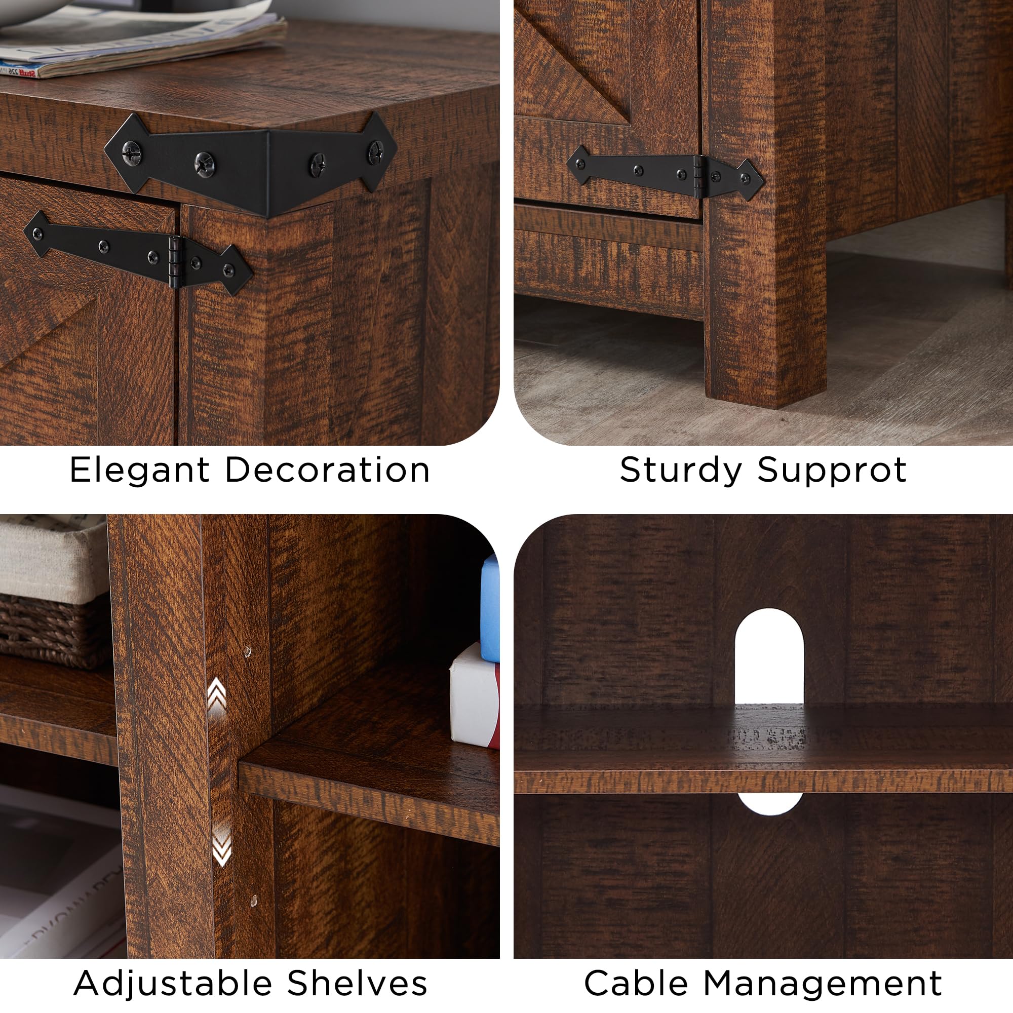 T4TREAM 75 Inch Farmhouse TV Stand - Rustic Wood Barn Door Media Console with Storage Cabinets, Easy Assembly Modern Entertainment Center for Living Room - Perfect for Home Theater & Family Movie Nights (Reclaimed Barnwood Finish)