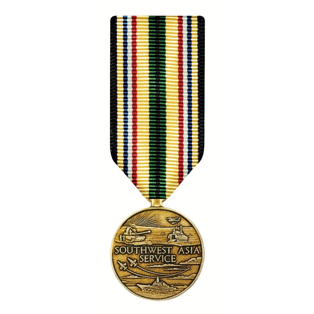MEDALS OF AMERICA EST. 1976 - Authentic Southwest Asia Service Miniature Military Medal | Collectible Veteran Awards & Military Memorabilia | Perfect for Display Cases, Shadow Boxes & Veteran Tributes