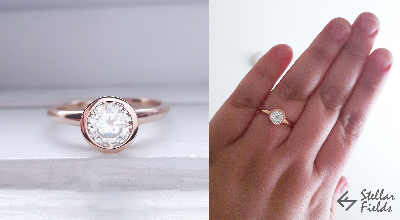 7.5mm (1.5ct) Forever One Moissanite Bezel Engagement Ring & Wedding Band Bridal Set - Perfect for Proposals, Anniversaries & Bridal Jewelry