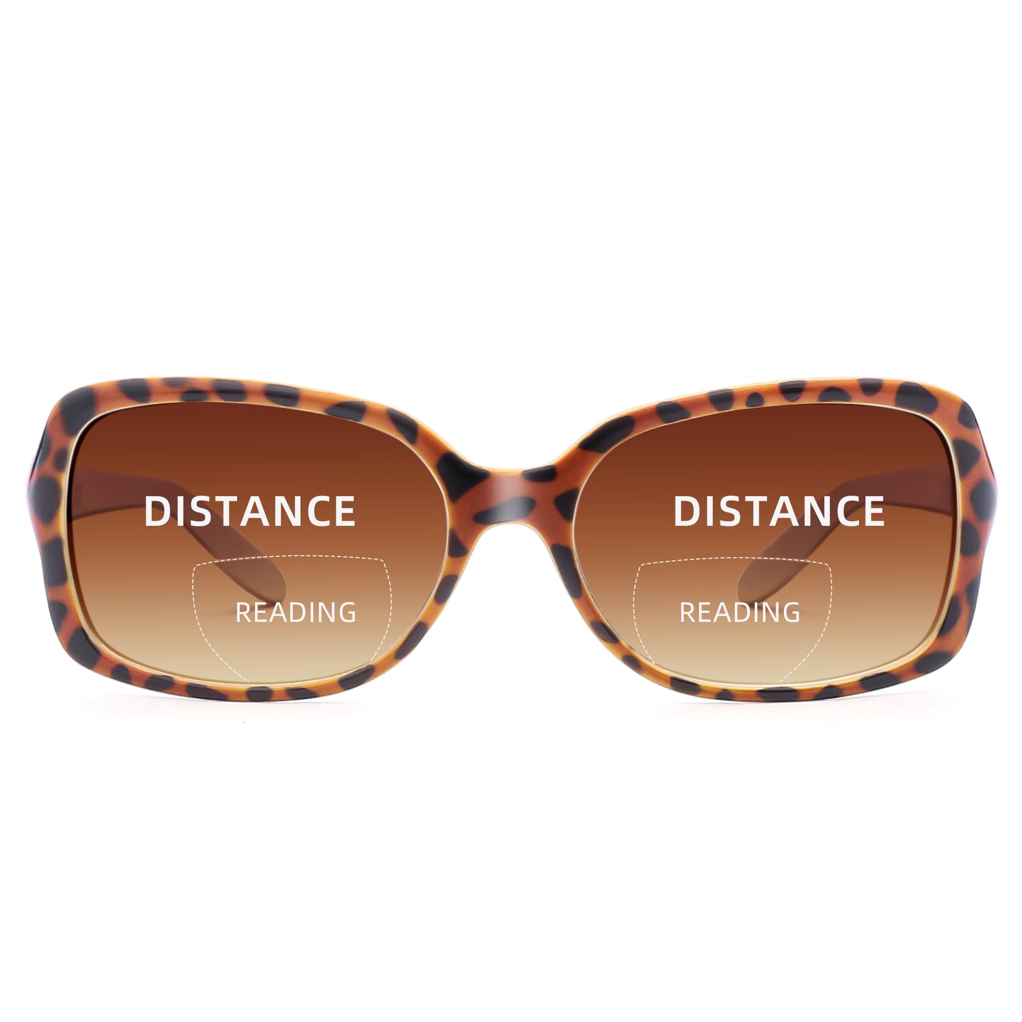 JM Classic Bifocal Reading Glasses for Women - Square Stylish Gradient Sunglasses Readers +3.5 Strength in Tortoise Frame | Perfect for Reading, Outdoor Activities & Fashion Accessories