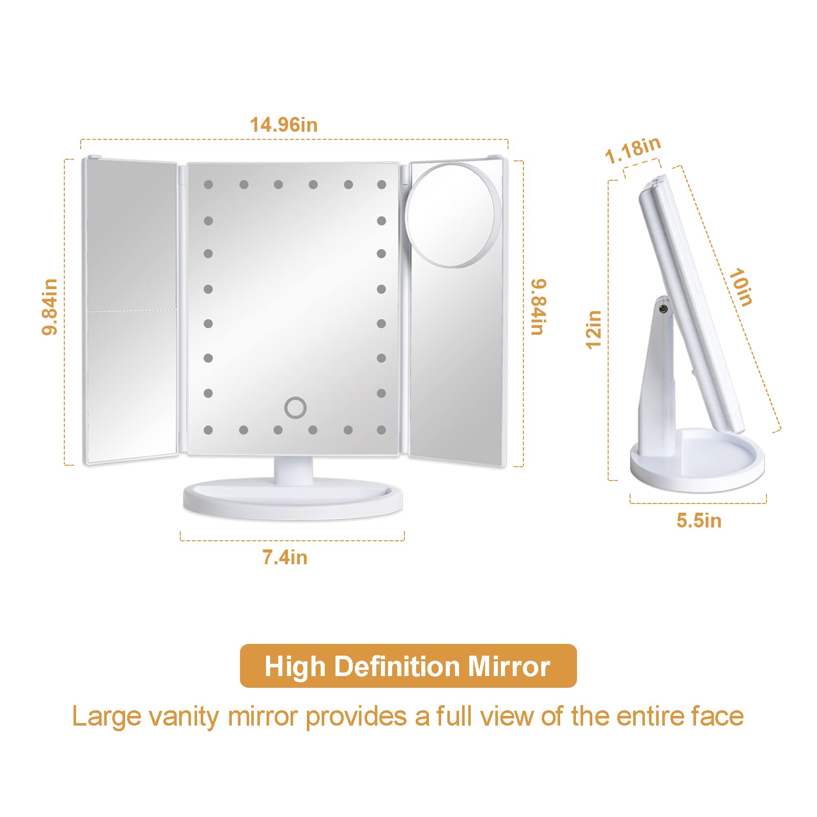 24W Super Bright LED Desk Lamp with Clamp - Adjustable Makeup Vanity Mirror with Dimmable Lights for Home Office, Study, Dressing Table & Beauty Salon