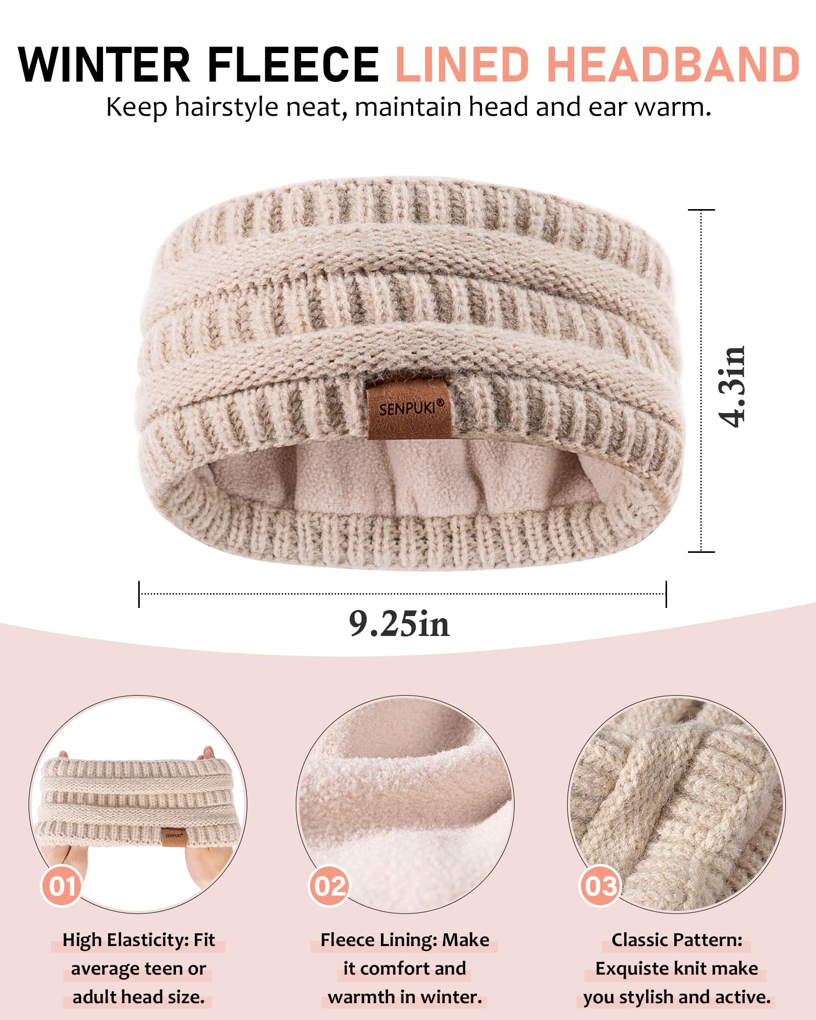 Women's Winter Beanie Hat Scarf Gloves Headband Set - Slouchy Knit Beanie, Ear Warmer, Touchscreen Gloves - Warm 4-Piece Gift Set for Cold Weather, Outdoor Activities, Skiing, Snowboarding & Daily Winter Wear