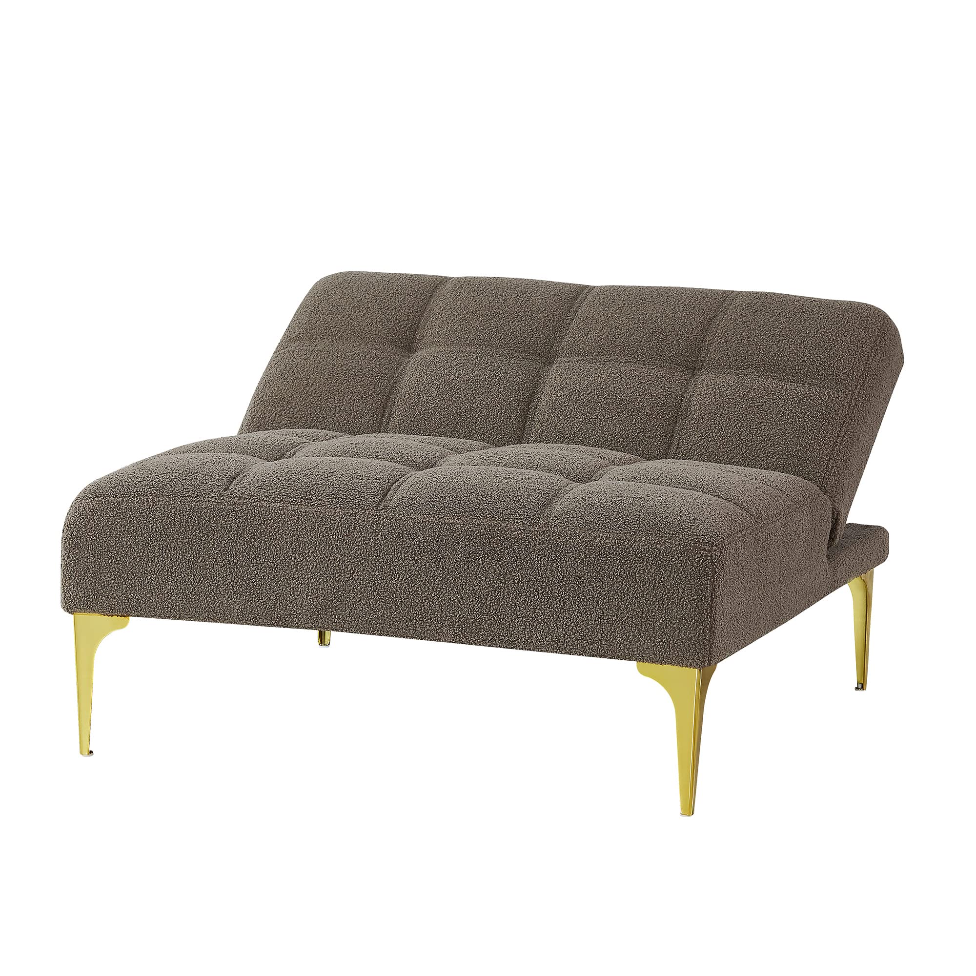 Polibi Modern Convertible Folding Sofa Bed with Adjustable Backrest - Teddy Fabric Taupe Couch with Golden Legs & Toss Pillow - Space Saving Single Sofa Chair for Small Apartments, Guest Rooms & Home Offices