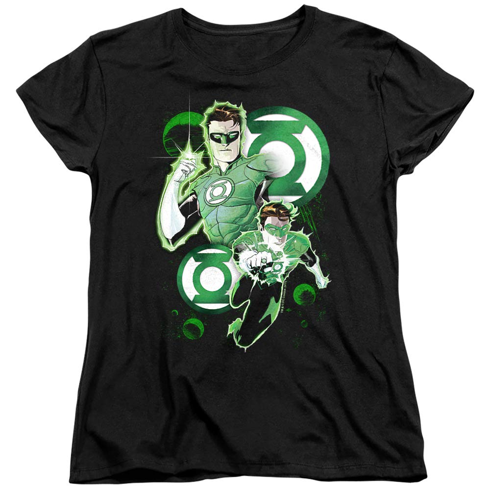 JLA Green Lantern in Action Women's Graphic T-Shirt | DC Comics Superhero Tee for Fans | Perfect for Cosplay, Comic Con & Casual Wear