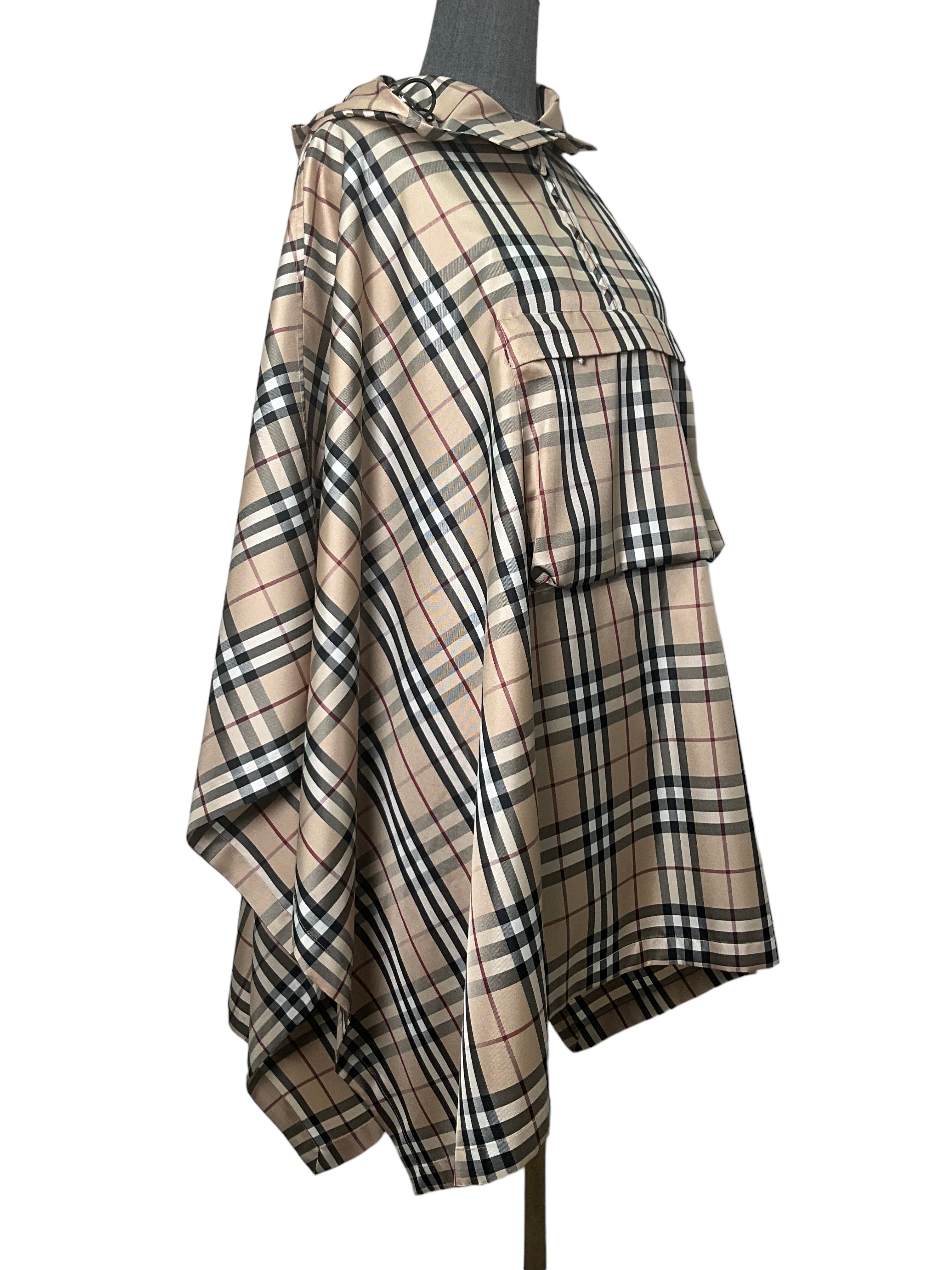 Burberry Nova Check Hooded Poncho - Classic Plaid Wool Blend Cape for Women | Perfect for Fall & Winter Fashion, Outdoor Activities & Travel