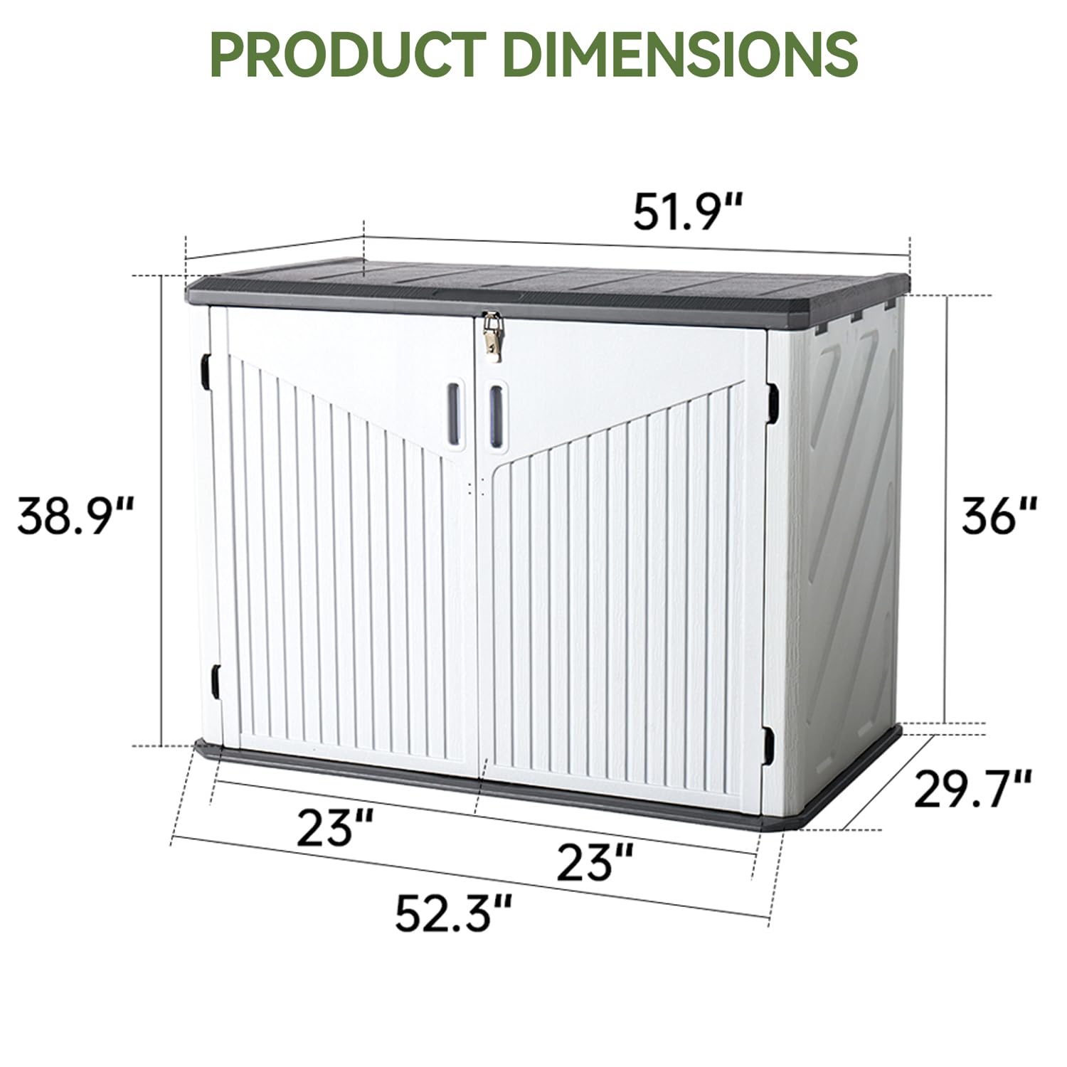 **Aoxun 35 Cu.Ft Outdoor Storage Cabinet – Waterproof Horizontal Trash Can Shed for Garbage Bin, Generator & Lawn Mower – Perfect for Backyard, Patio & Garage Organization (White)**