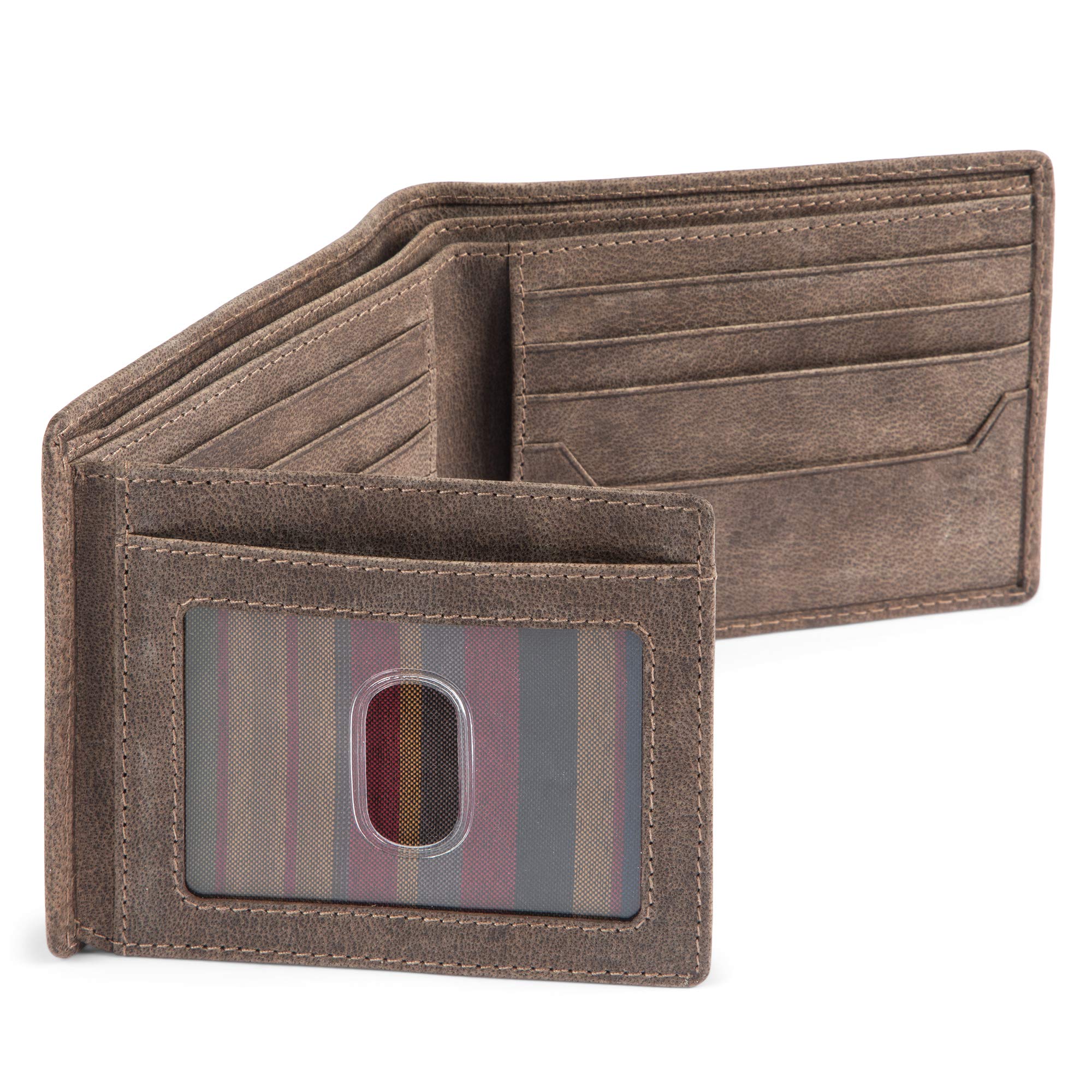 Premium BULL GUARD RFID Blocking Men's Leather Wallet - Slim Bifold Design with 2 ID Windows & 12 Card Slots - Genuine Full Grain Leather - Ideal for Travel, Business & Everyday Use