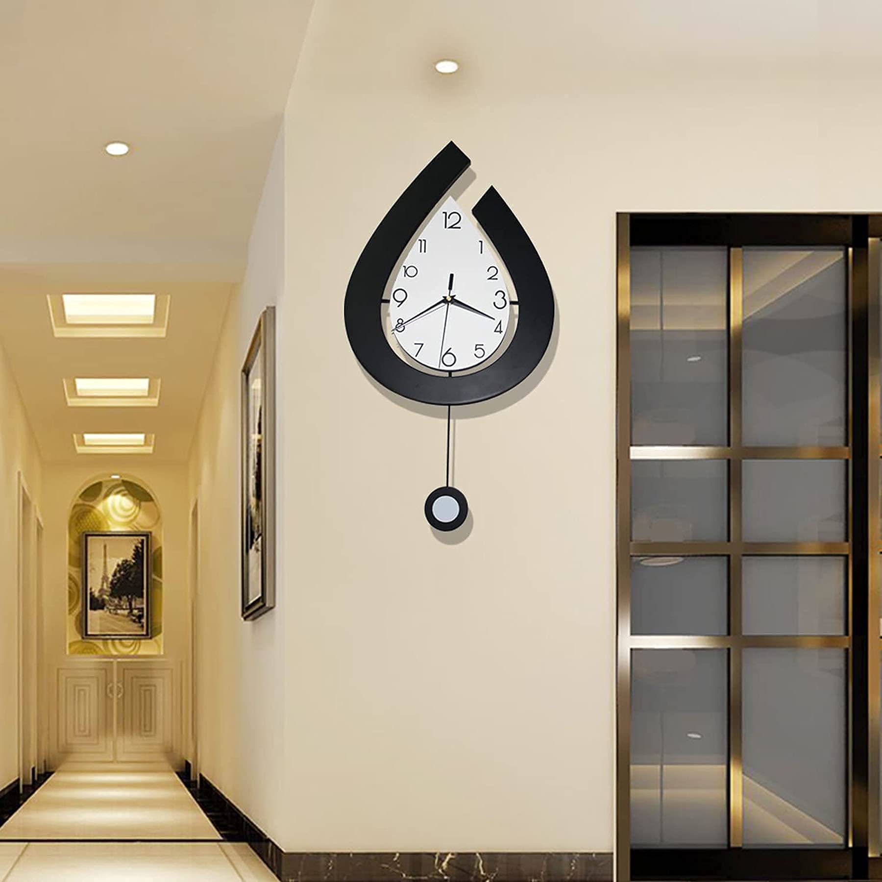 Modern Silent Wall Clock - Battery Operated No Ticking Wall Decor for Living Room, Bedroom, Office & Kitchen - 30x57cm Art Home Decor (Perfect for Home, Office & Gift Giving)