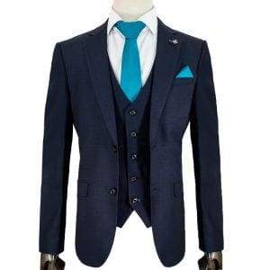 Cavani Seeba Navy Blue Men's 3-Piece Suit - Slim Fit Business Suit for Weddings, Office & Formal Events