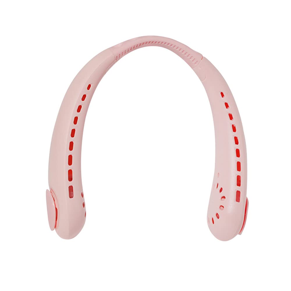 Portable Neck Fan - Hands-Free Bladeless Personal Cooling Fan with 3 Speed Settings, Rechargeable Battery & USB Charging | Lightweight Wearable Fan with Headphone Design for Office, Gym, Travel, Hiking & Outdoor Activities (Pink)