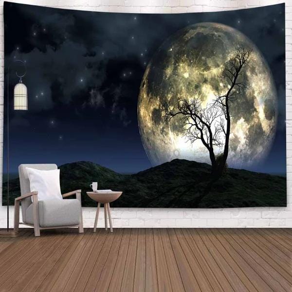 Haunting Moonlight Tapestry Wall Hanging - Gothic Home Decor for Bedroom, Living Room & Dorm - Spooky Celestial Art for Halloween & Witchy Aesthetic