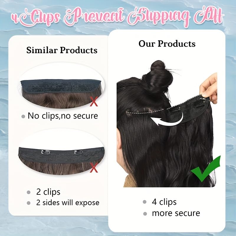 CHANDERKASH 24 Inch Synthetic Curly Hair Extensions with 5 Clips - 1 Piece Human Hair Weave for Women | Perfect for Parties, Weddings & Daily Styling