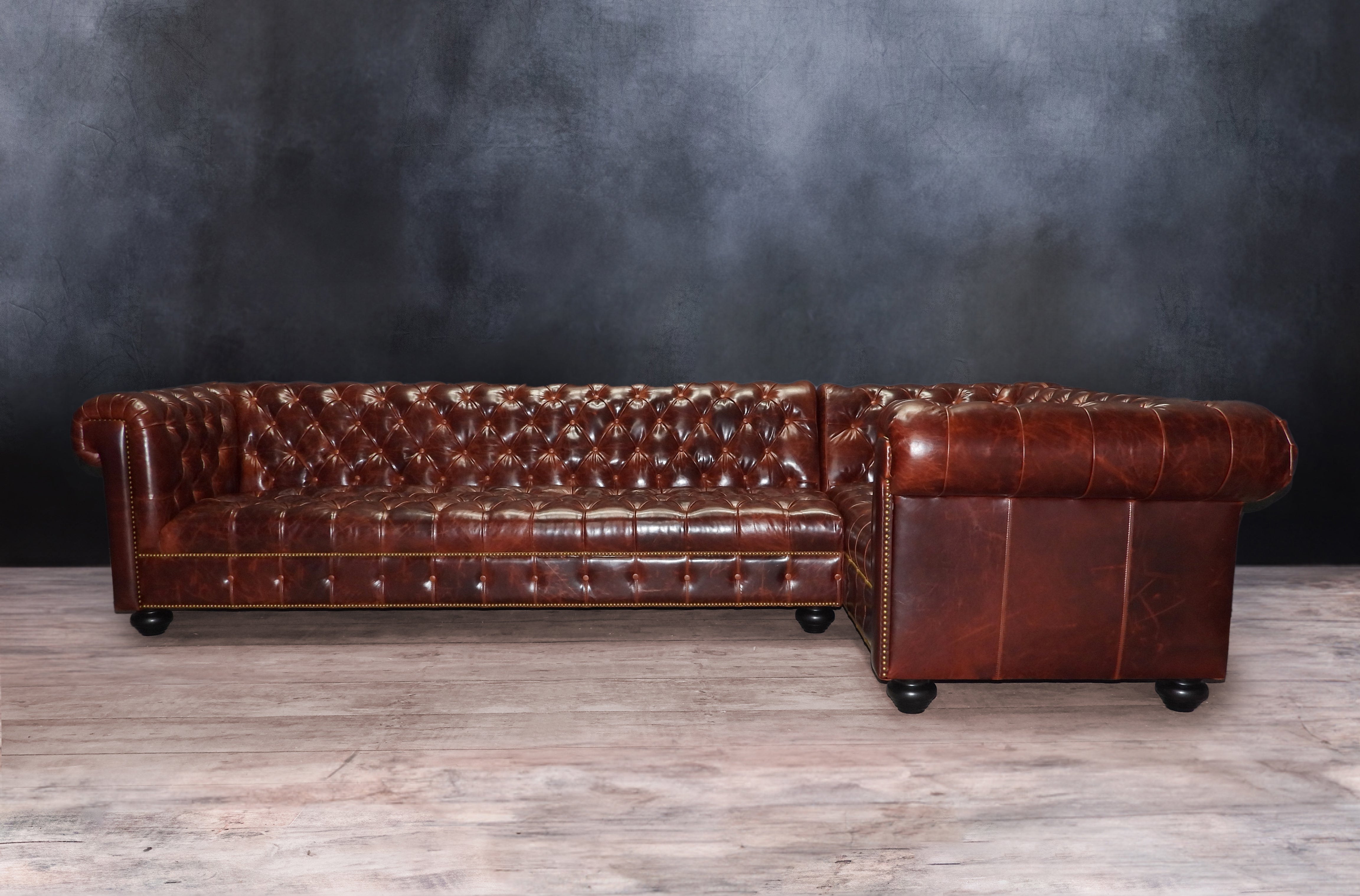 King Richard Genuine Leather Sectional Sofa - Modern Luxury Living Room Furniture for Home & Office Comfort