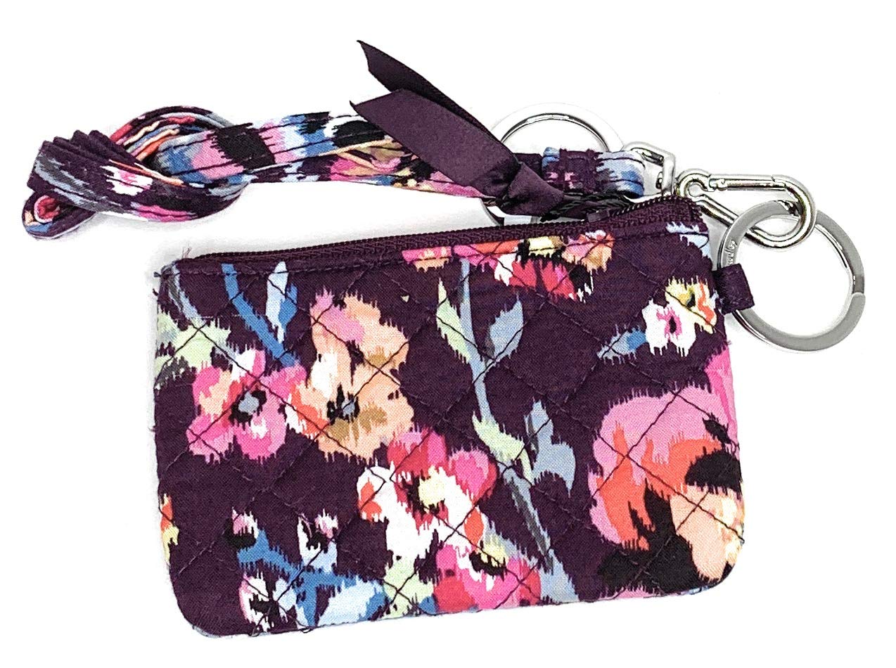 Vera Bradley Iconic Zip ID Lanyard - Stylish Cotton Lanyard with Zipper Pocket in Indiana Rose Pattern | Perfect for Work Badges, Keys, and Everyday Essentials