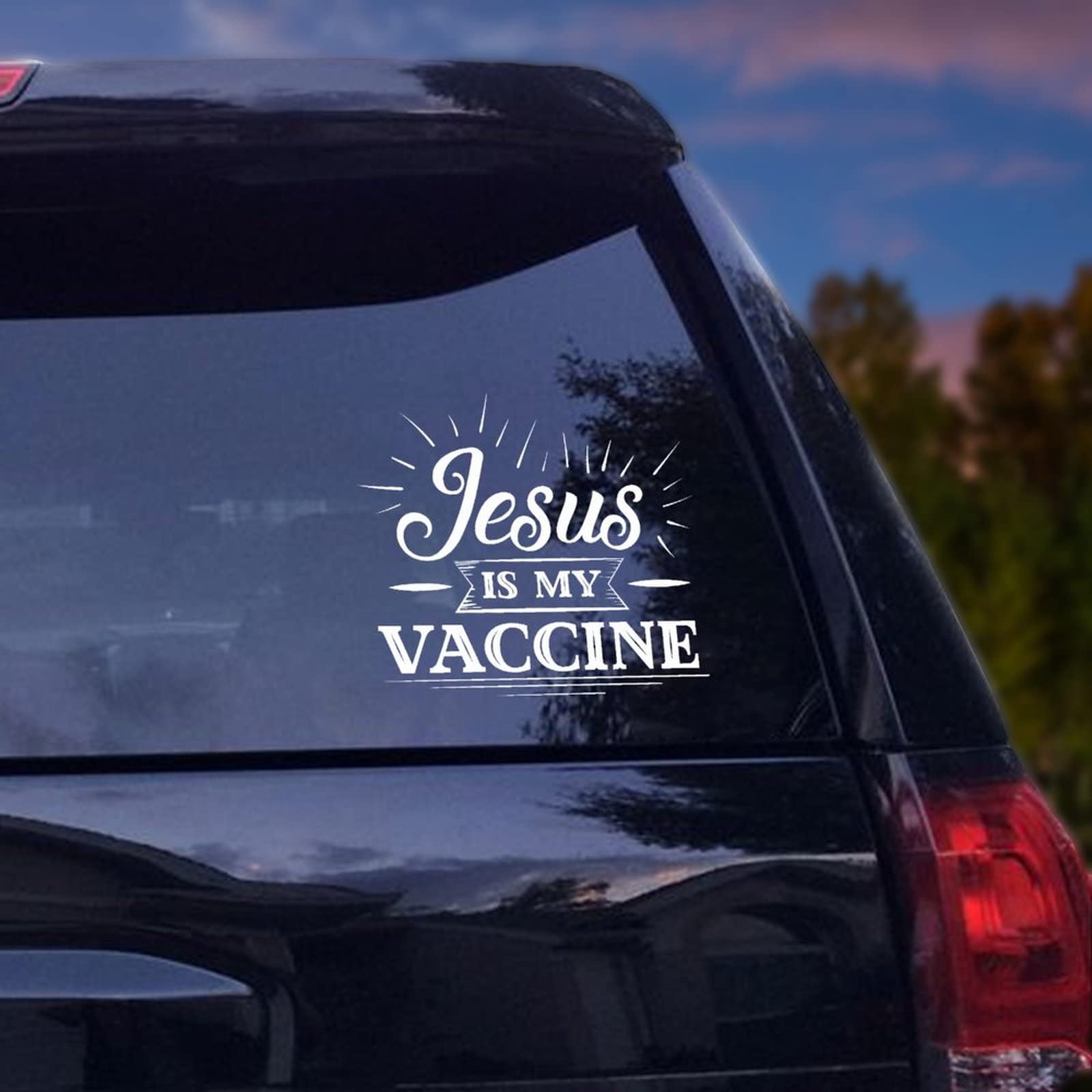 Jesus is My Vaccine Vinyl Car Decals - Bible Verse Christian Stickers for Cars, Trucks, Windows & Laptops - Religious Funny Bumper Stickers - Perfect for Daily Commute, Church Events & Faith-Based Gifts