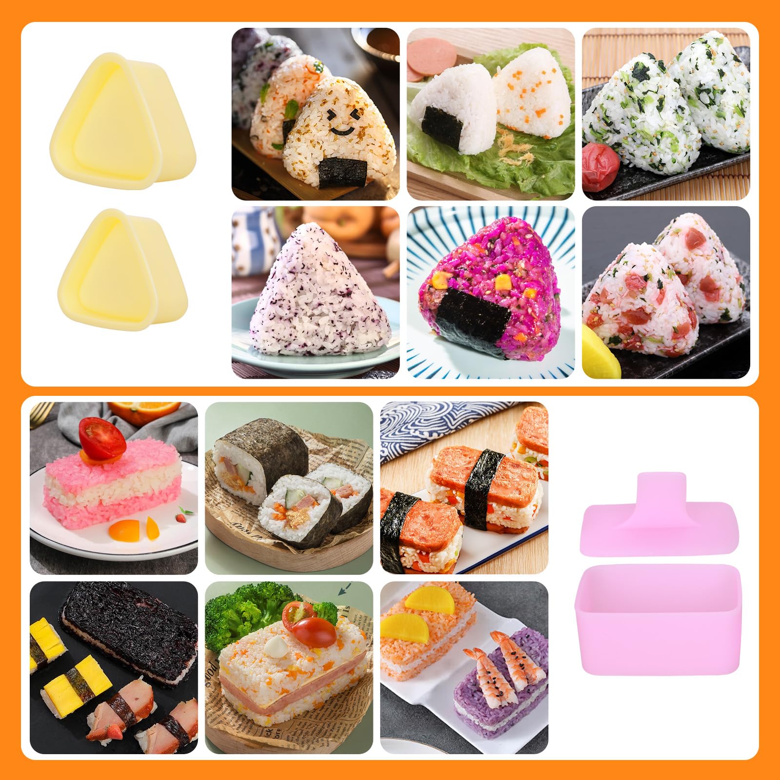 6-Pack Onigiri Mold Kit - 2 Musubi Press Makers, 2 Rice Ladles & 2 Triangle Rice Ball Molds | Perfect for Sushi Making, Bento Box Lunches & Home DIY Cooking | Great for Kids, Meal Prep & Japanese Cuisine Lovers