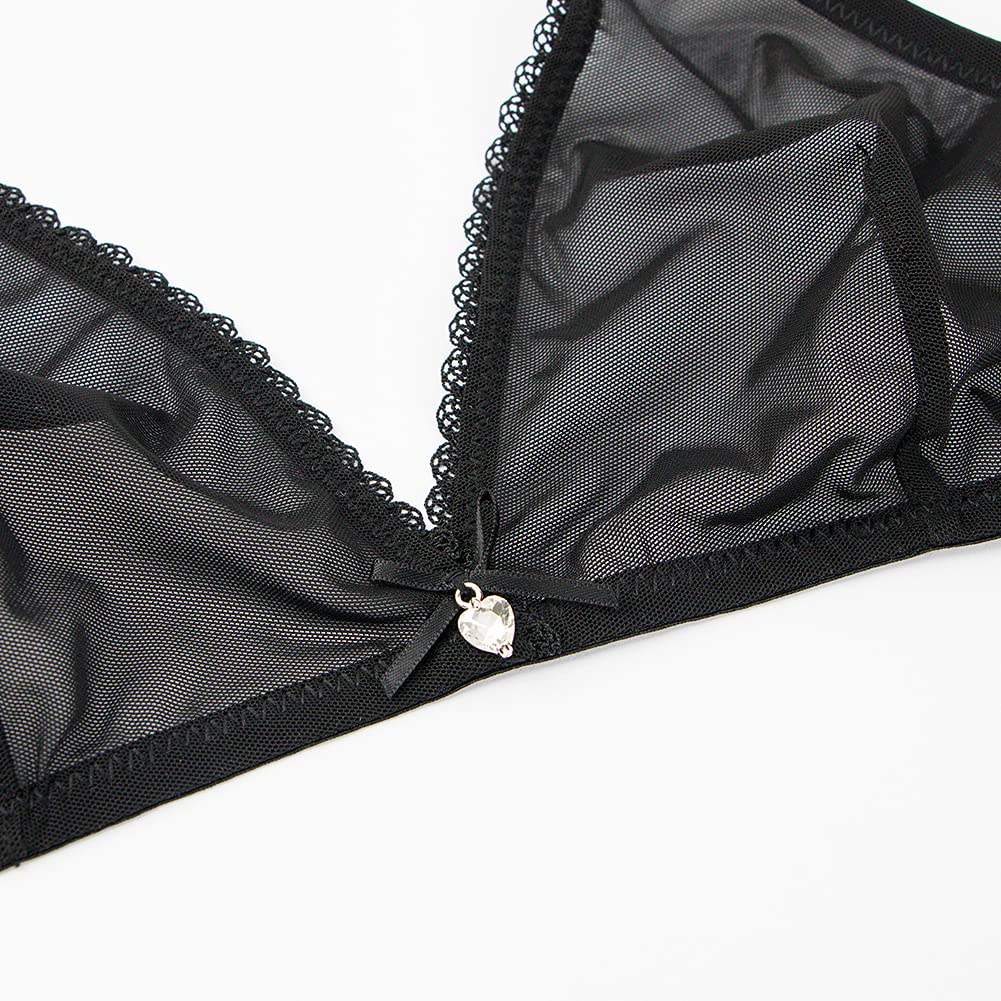 Sheer Mesh Transparent Wireless Bra for Women - Comfortable Unlined Underwear for Everyday Wear & Intimate Moments